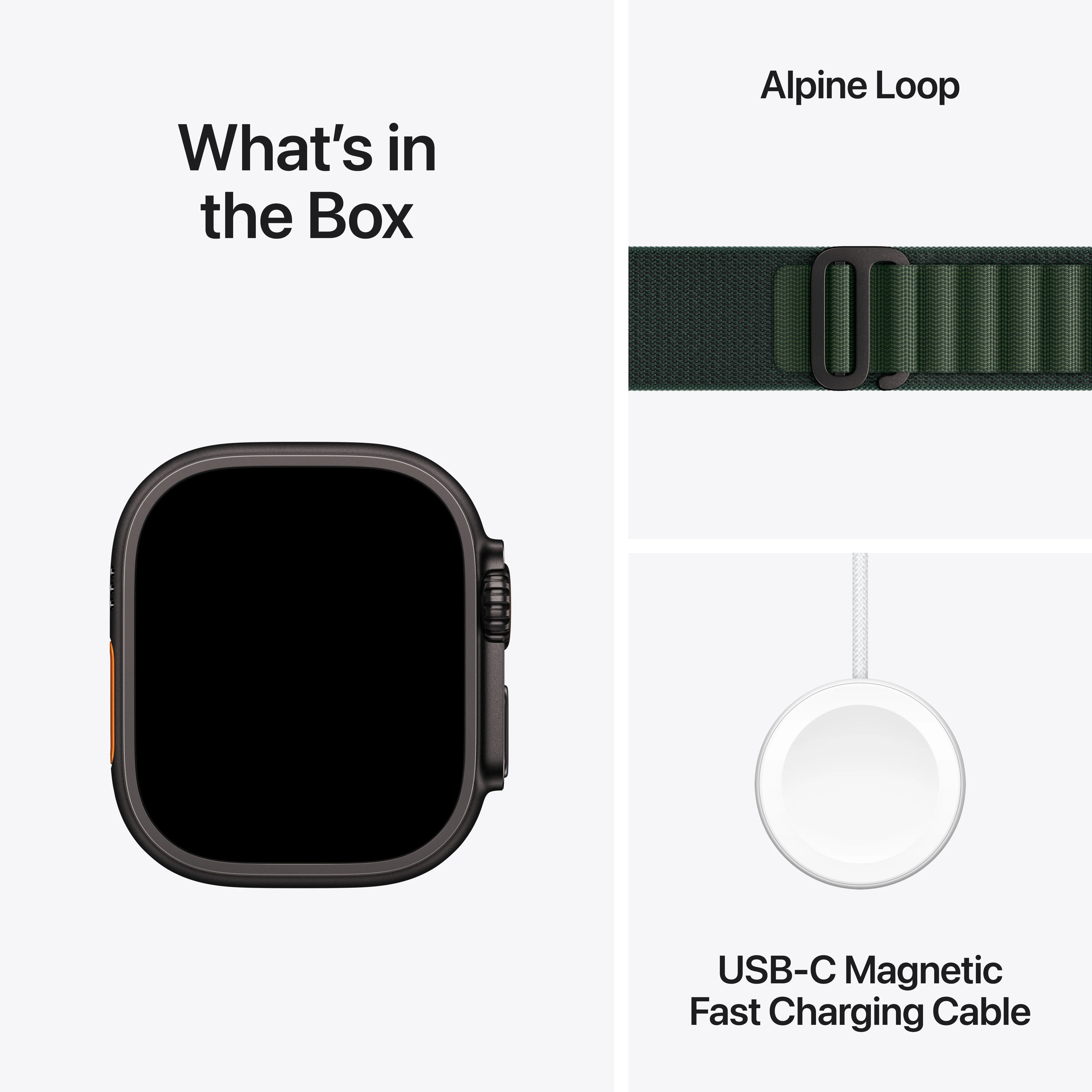 Apple Watch Ultra 2 GPS + Cellular 49mm Black Titanium Case with Dark Green Alpine Loop - M - Image 9