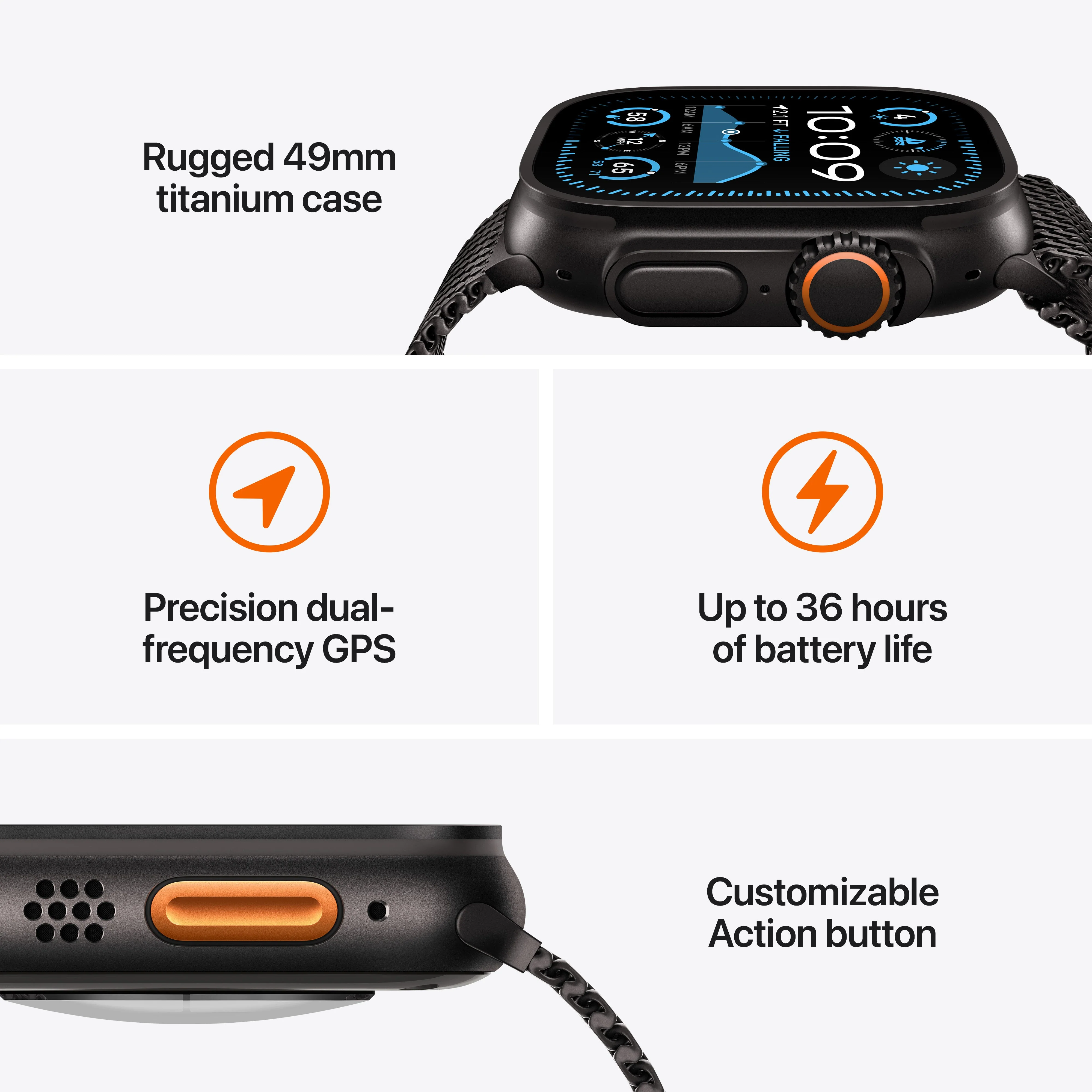 Apple Watch Ultra 2 GPS + Cellular 49mm Black Titanium Case with Black Trail Loop - M/L - Image 3