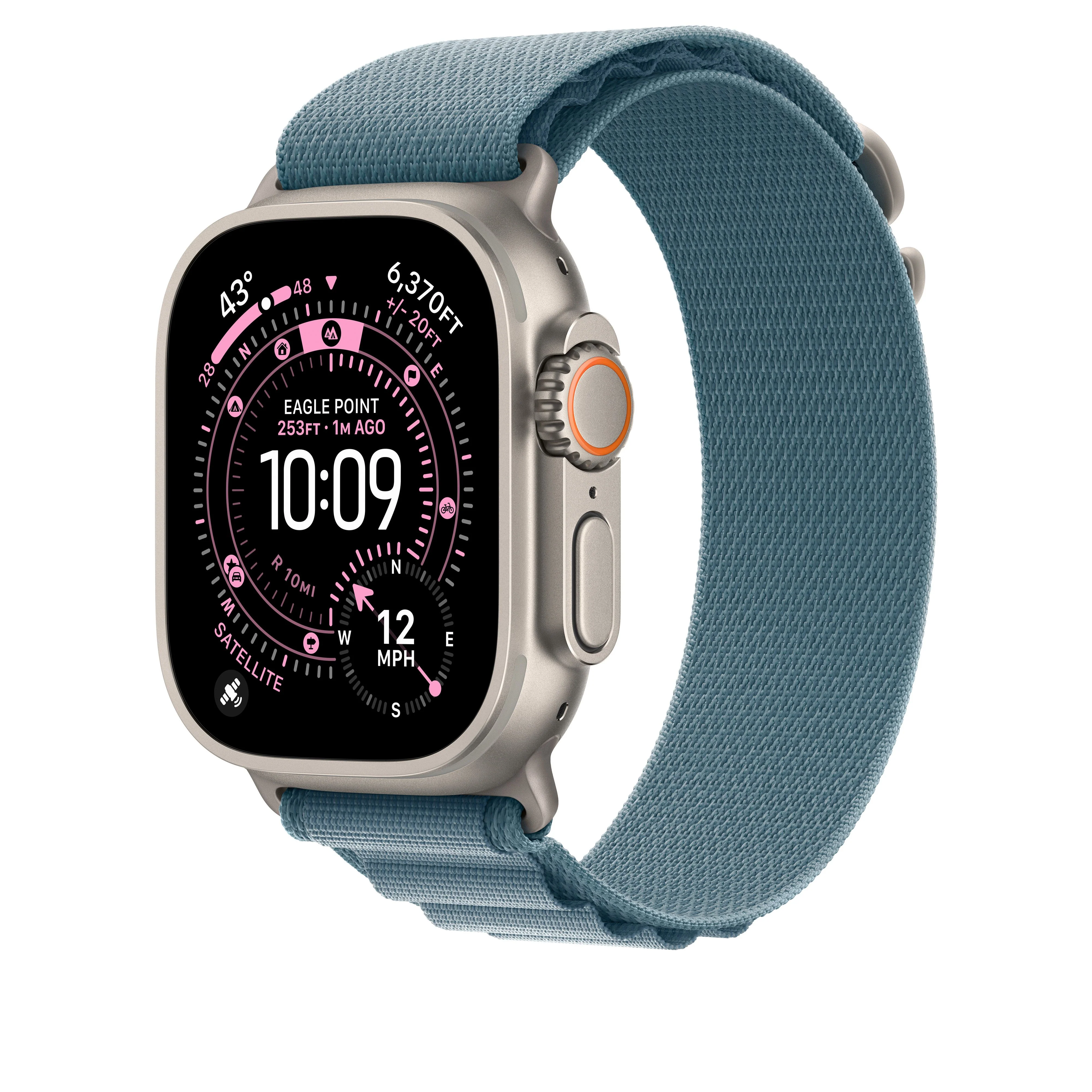 49/46 mm Light Blue Alpine Loop - Medium - Natural Titanium Finish - Image 2
