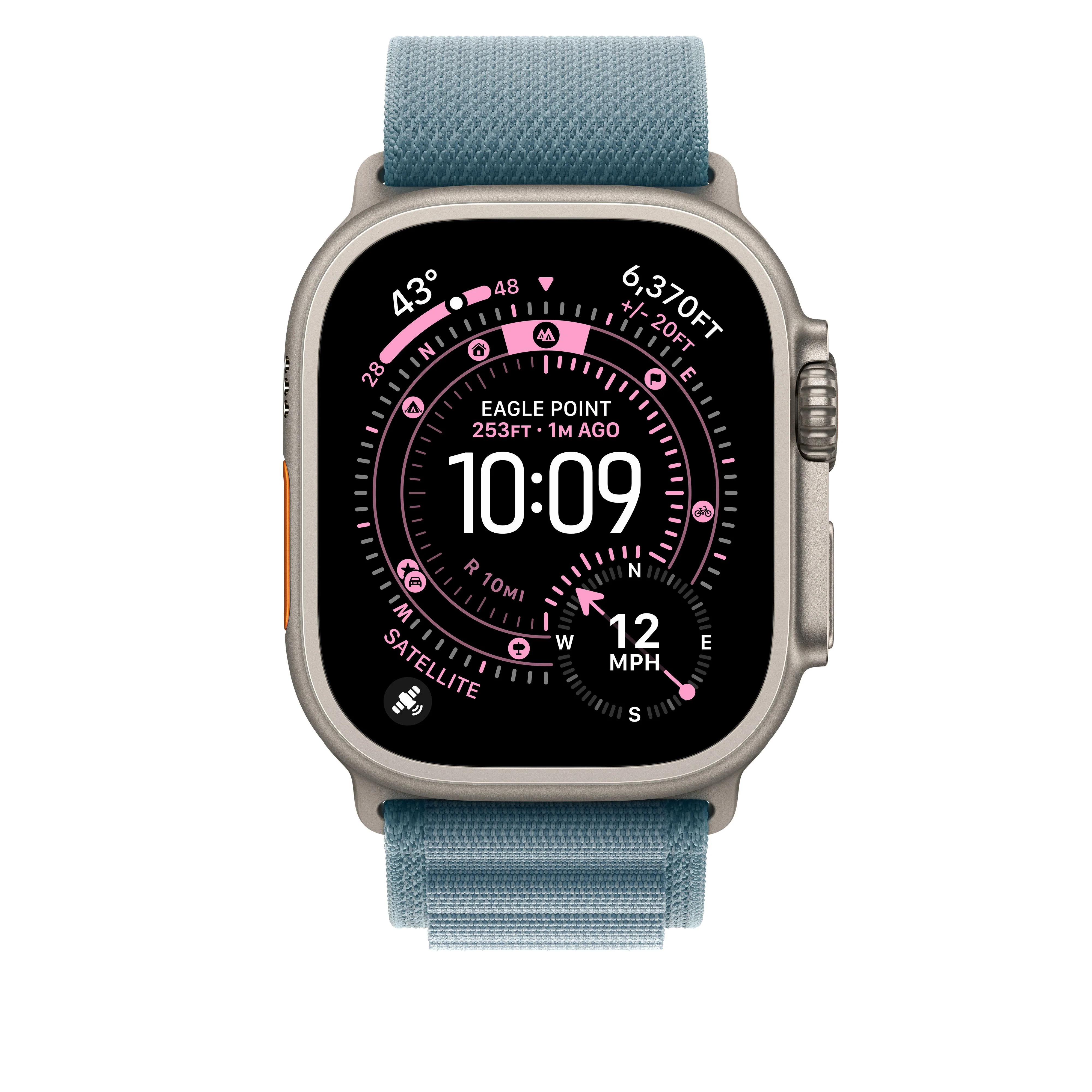49/46 mm Light Blue Alpine Loop - Medium - Natural Titanium Finish - Image 3