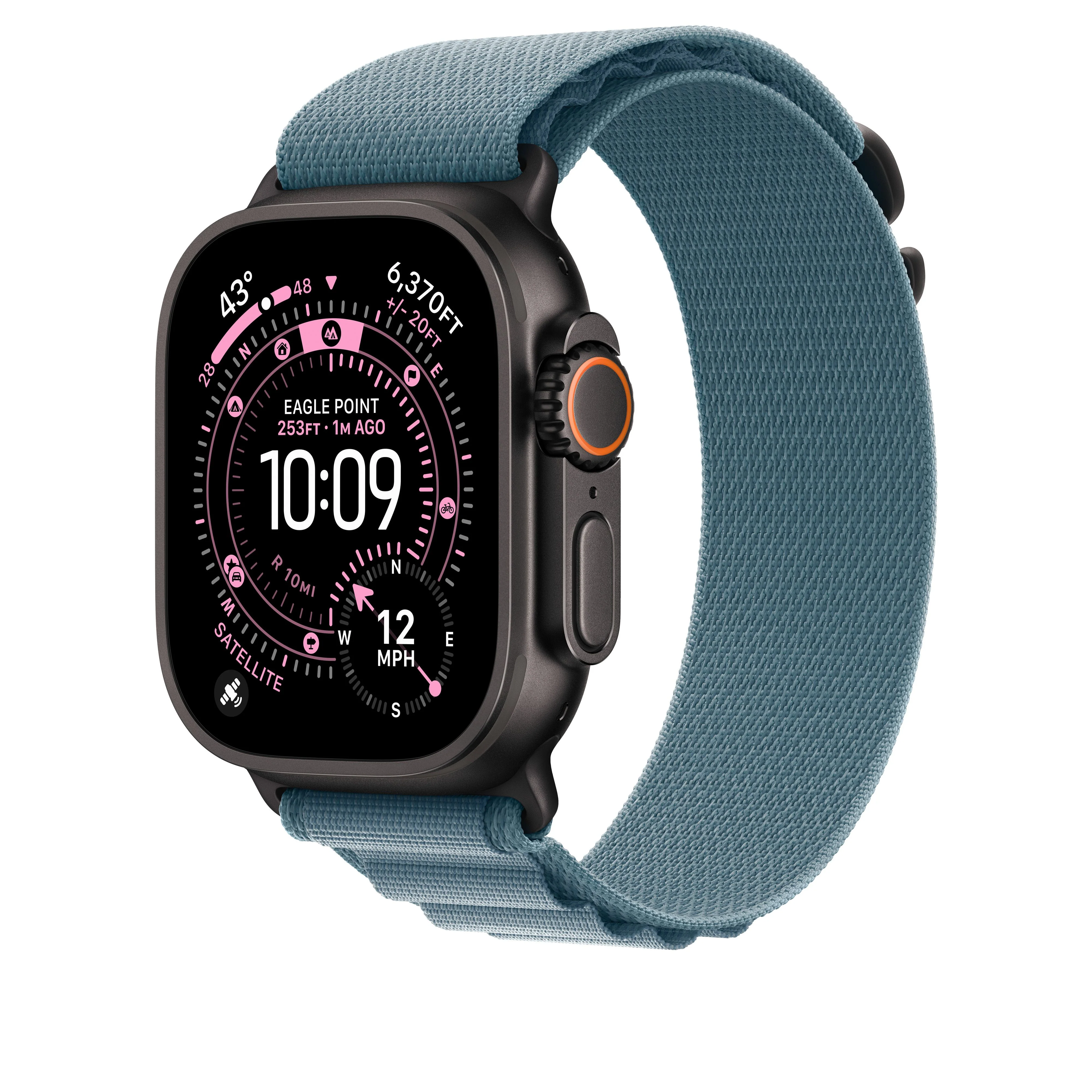 49/46 mm Light Blue Alpine Loop - Large - Black Titanium Finish - Image 2