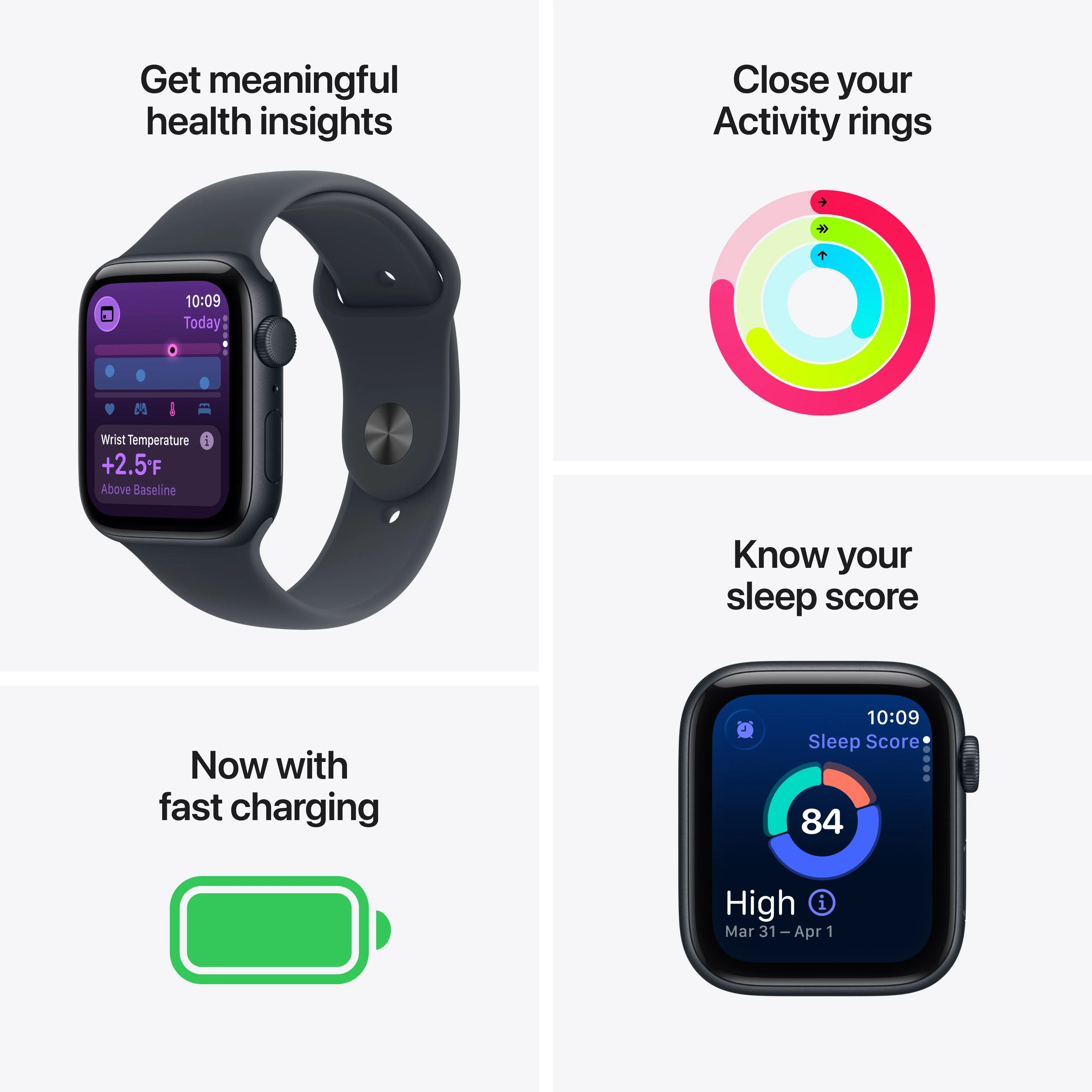 Apple Watch SE 3 GPS 40mm Starlight Aluminium Case with Starlight Sport Band - S/M - Image 3