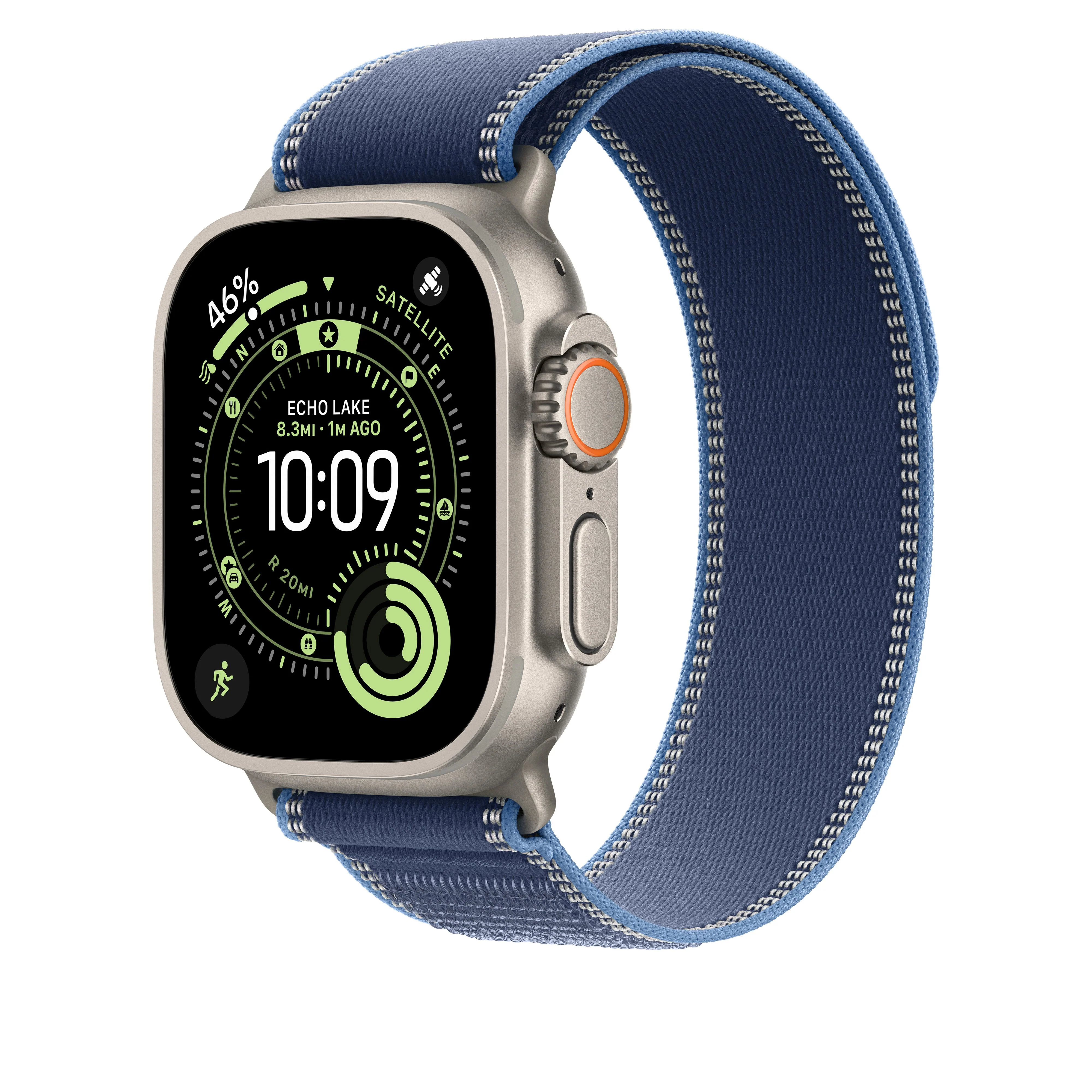 49/46 mm Blue/Bright Blue Trail Loop – S/M - Natural Titanium Finish - Image 2