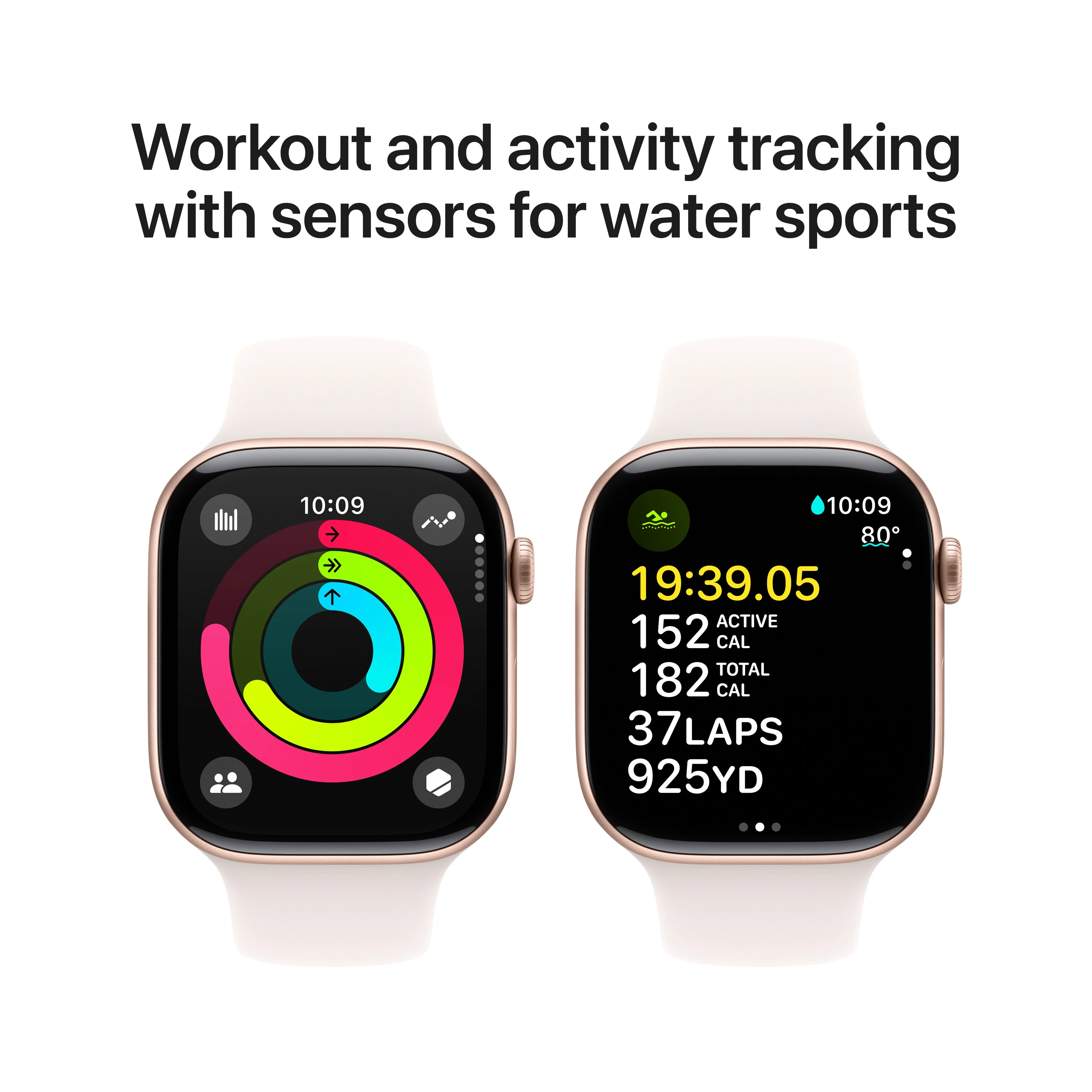 Apple Watch Series 10 GPS + Cellular 46mm Rose Gold Aluminium Case with Light Blush Sport Band - S/M - Image 4