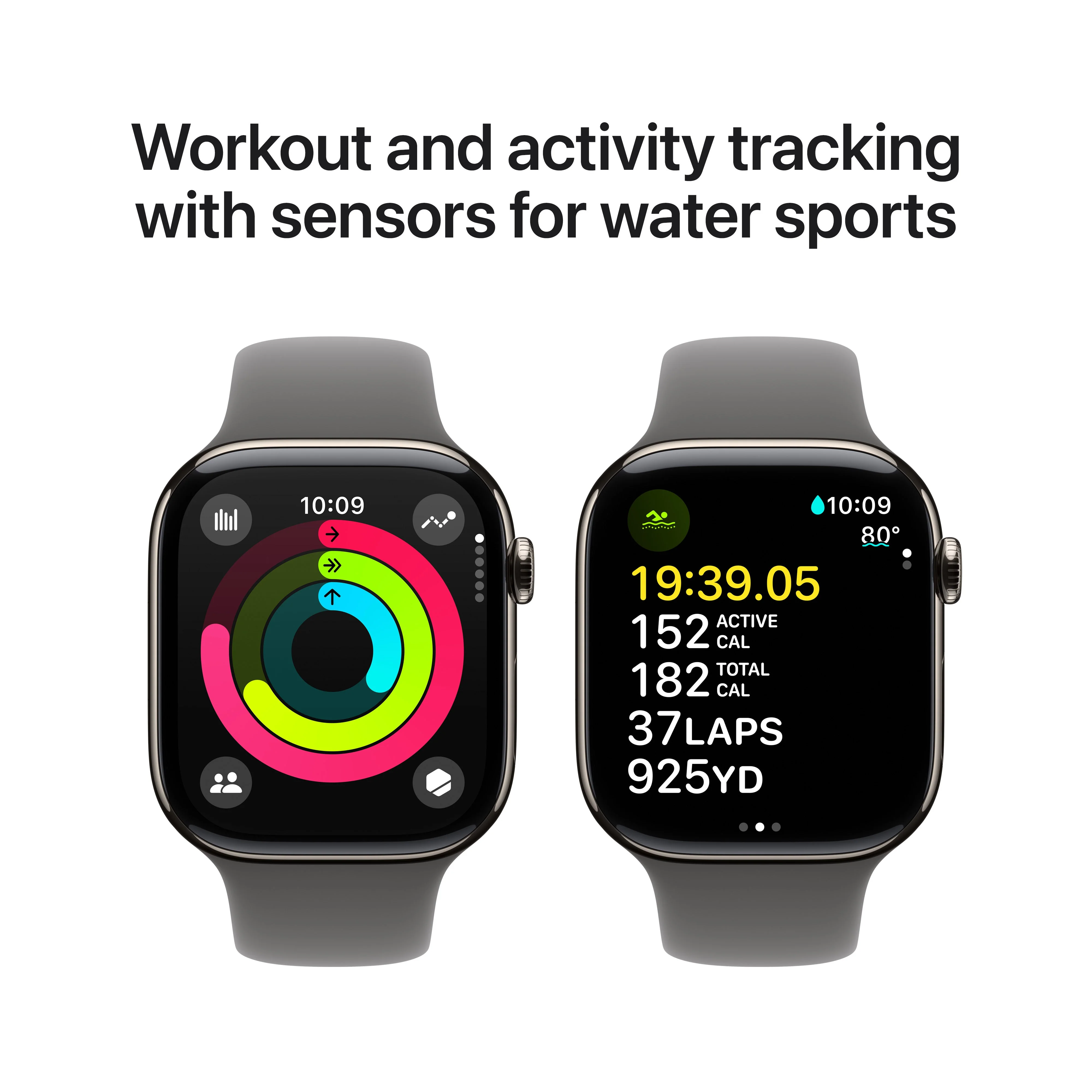 Apple Watch Series 10 GPS + Cellular 46mm Natural Titanium med Stone Grey Sport Band - M/L - Image 4