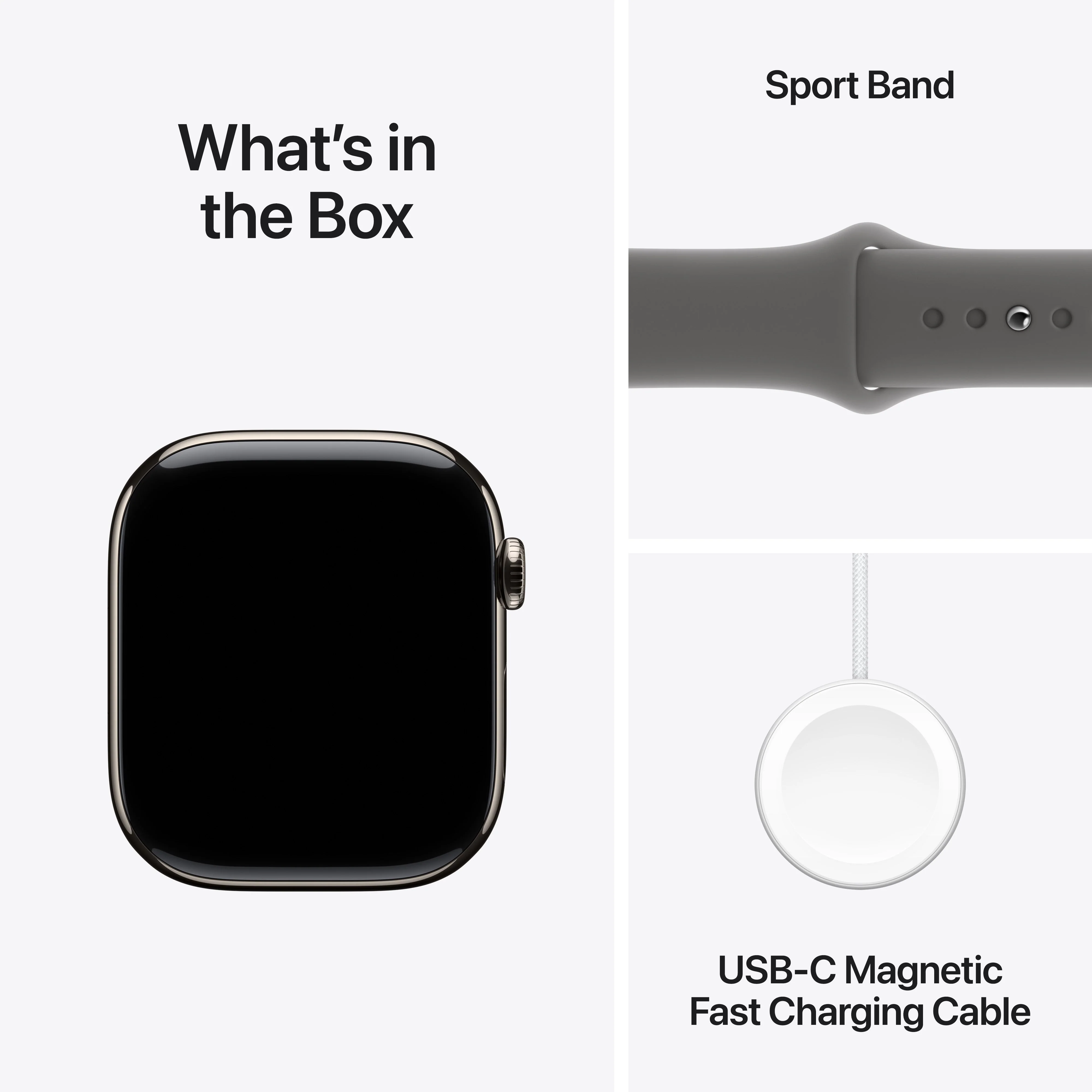 Apple Watch Series 10 GPS + Cellular 46mm Natural Titanium med Stone Grey Sport Band - M/L - Image 9