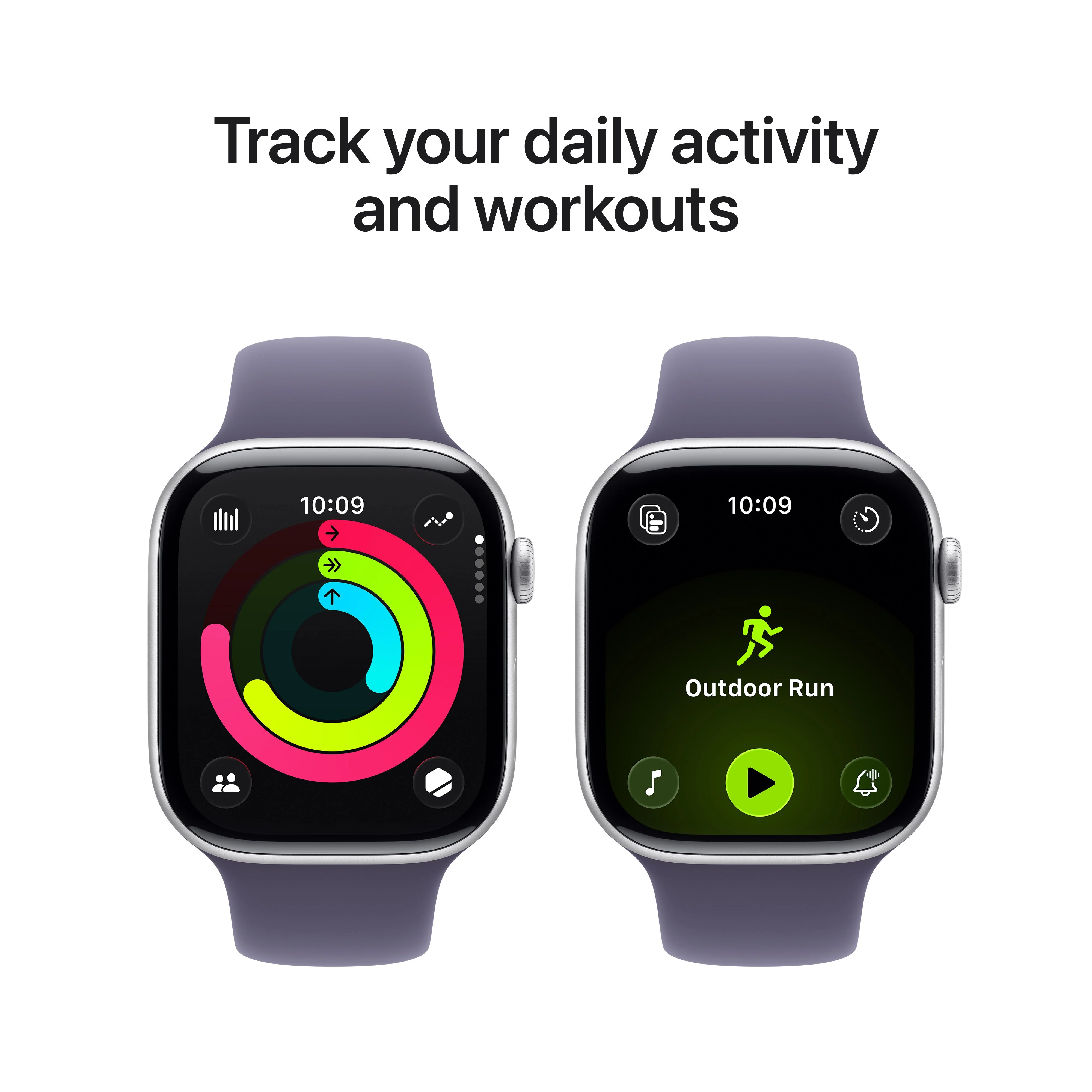 Apple Watch Series 11 GPS 46mm Silver Aluminium Case with Purple Fog Sport Band - S/M - Image 4