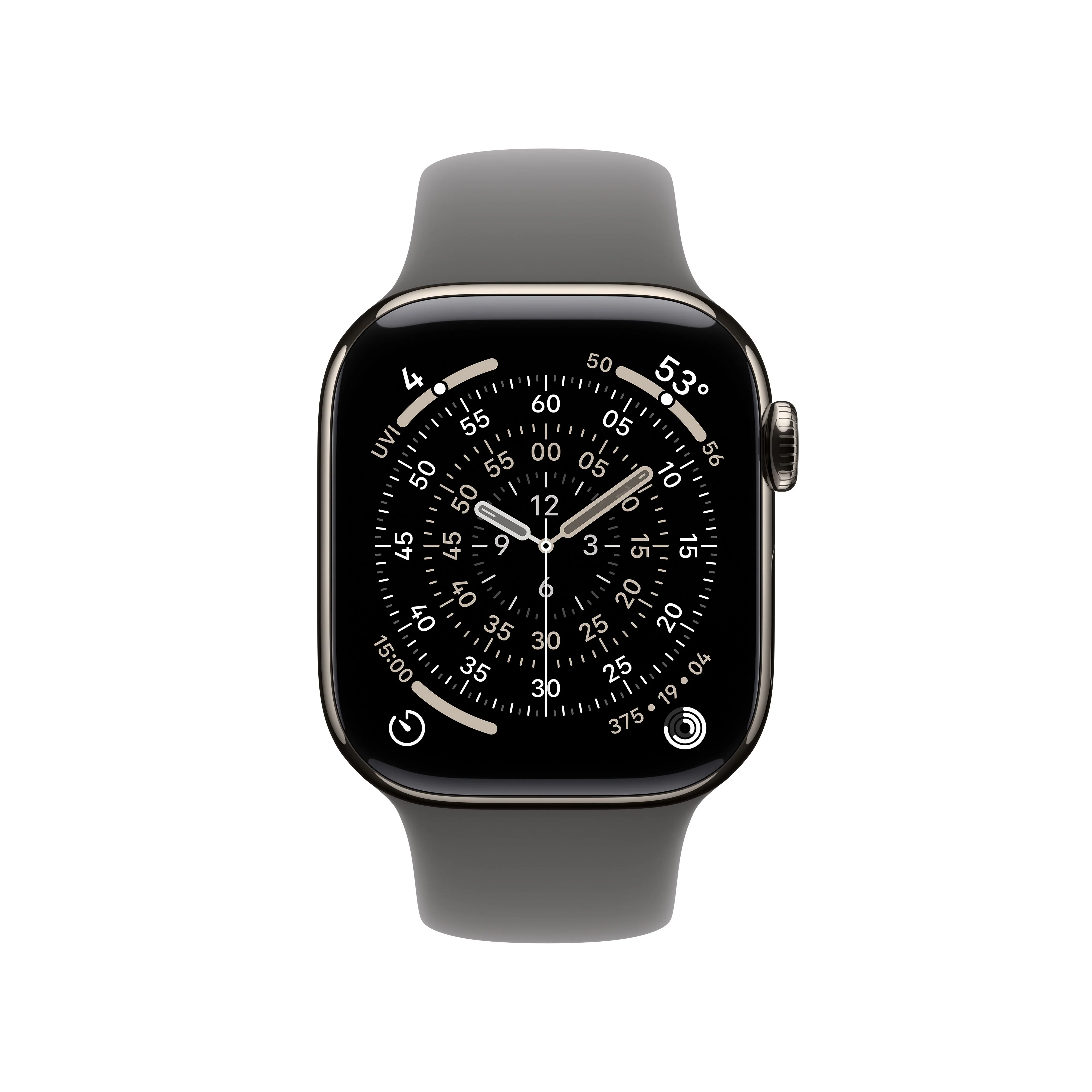 Apple Watch Series 11 GPS + Cellular 42mm Natural Titanium Case with Stone Grey Sport Band - S/M - Image 2