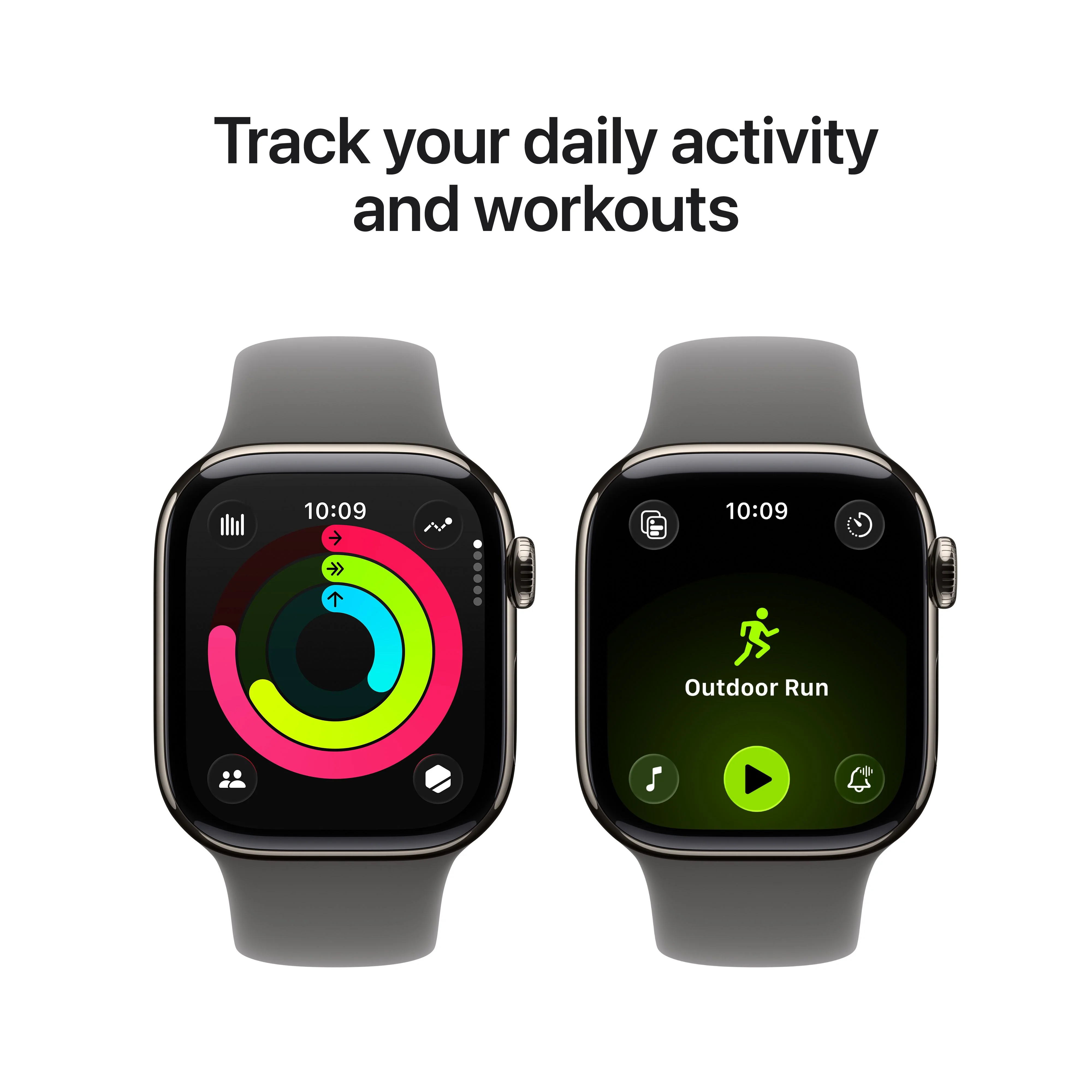 Apple Watch Series 11 GPS + Cellular 42mm Natural Titanium Case with Stone Grey Sport Band - M/L - Image 4