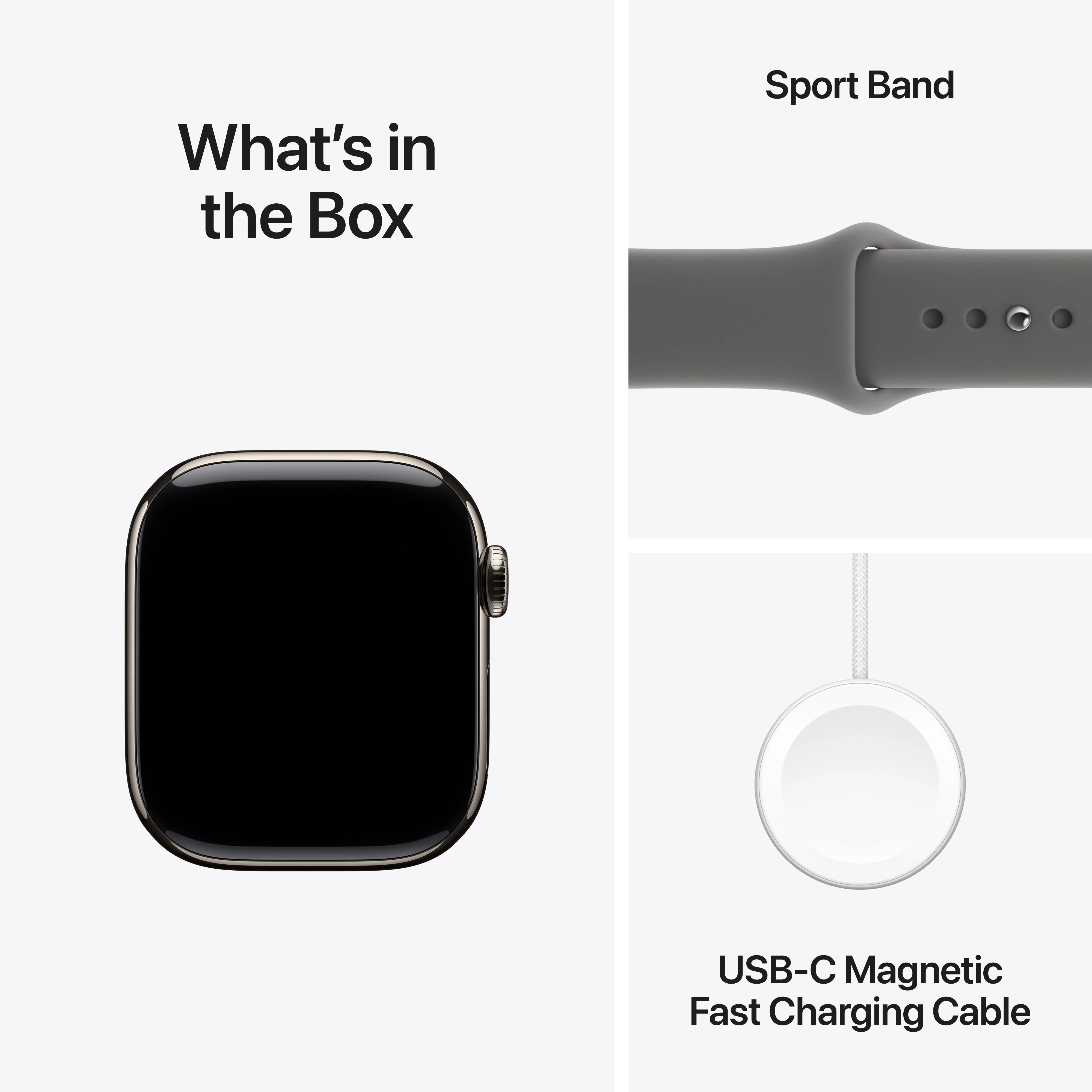 Apple Watch Series 11 GPS + Cellular 42mm Natural Titanium Case with Stone Grey Sport Band - M/L - Image 8