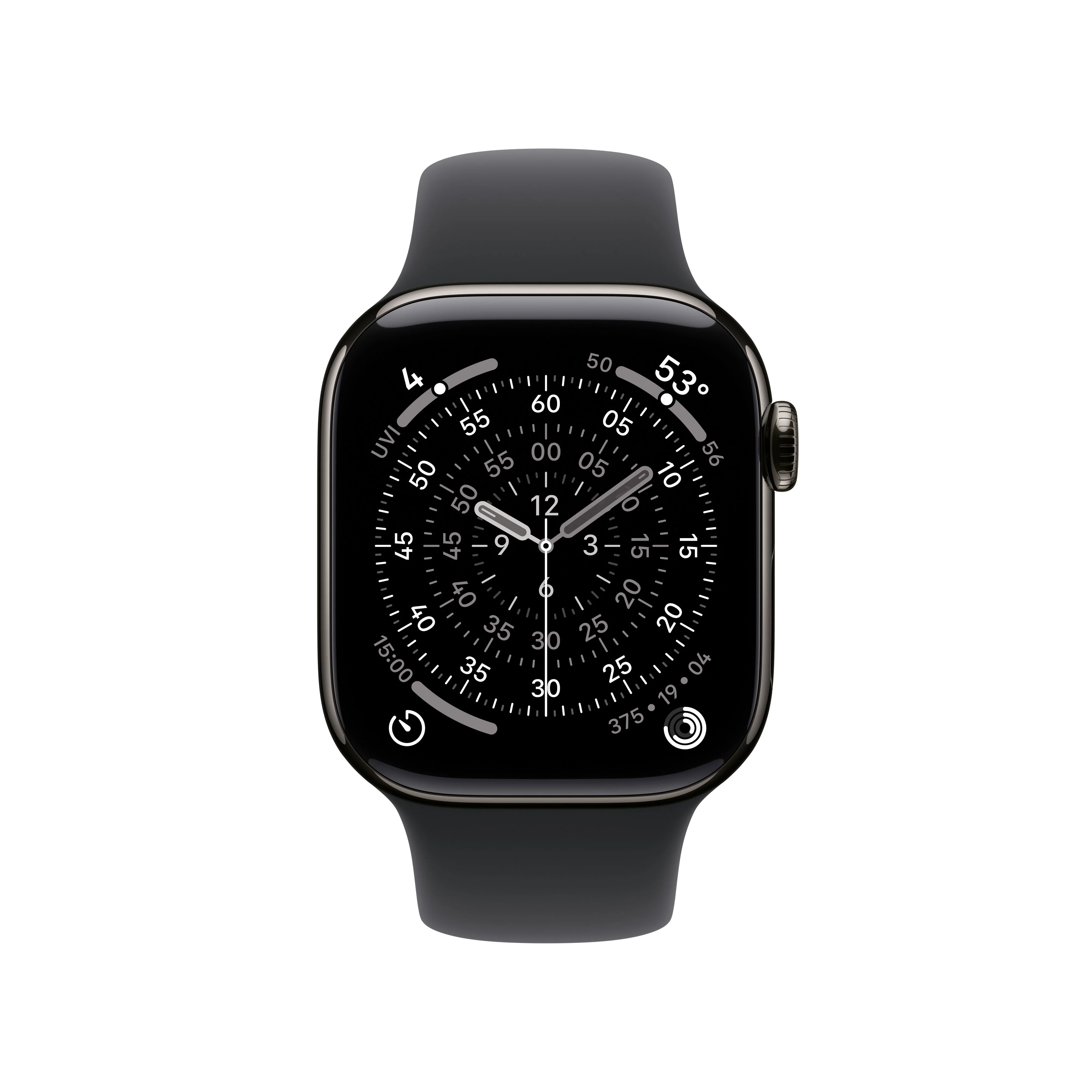 Apple Watch Series 11 GPS + Cellular 42mm Slate Titanium Case with Black Sport Band - S/M - Image 2