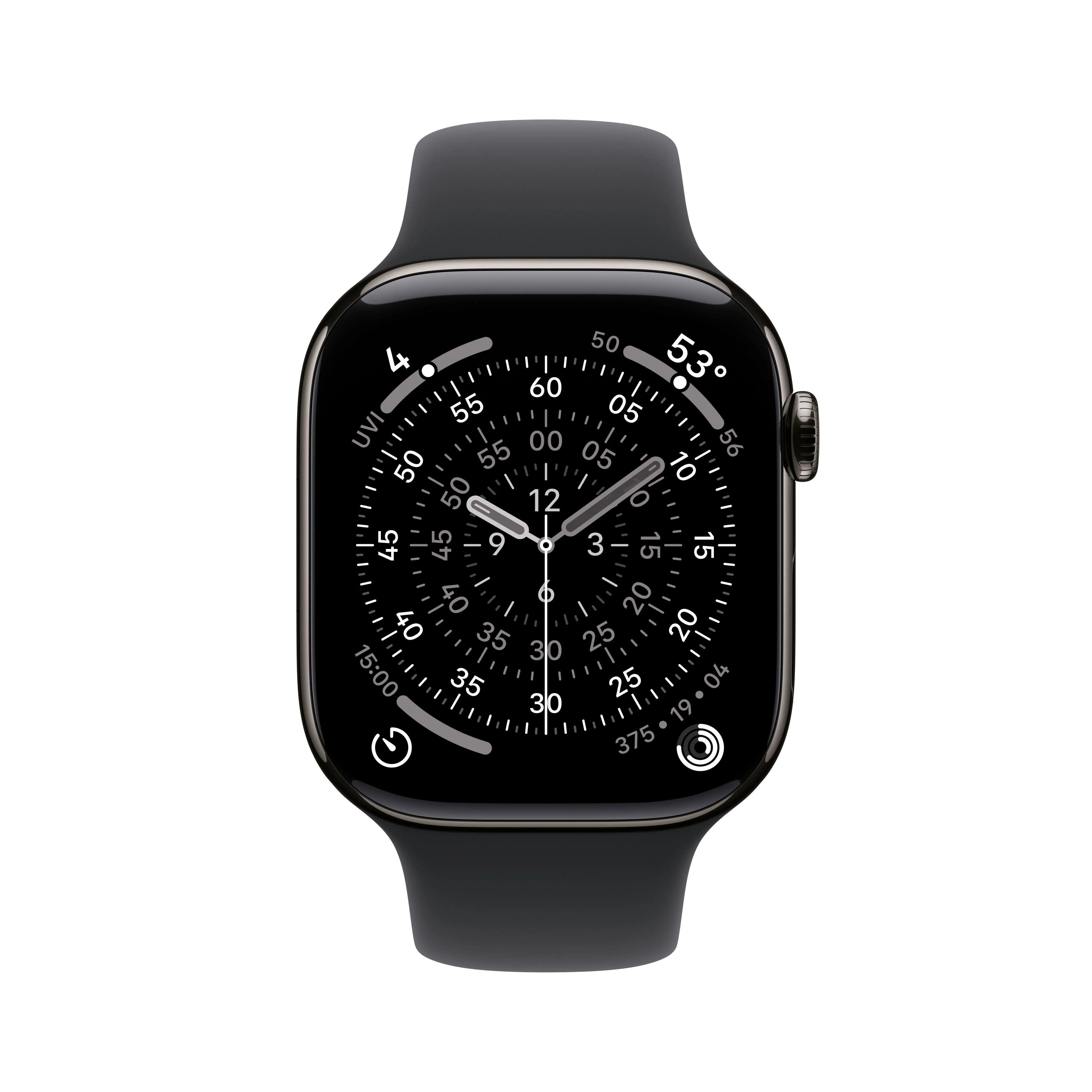 Apple Watch Series 11 GPS + Cellular 46mm Slate Titanium Case with Black Sport Band - S/M - Image 2