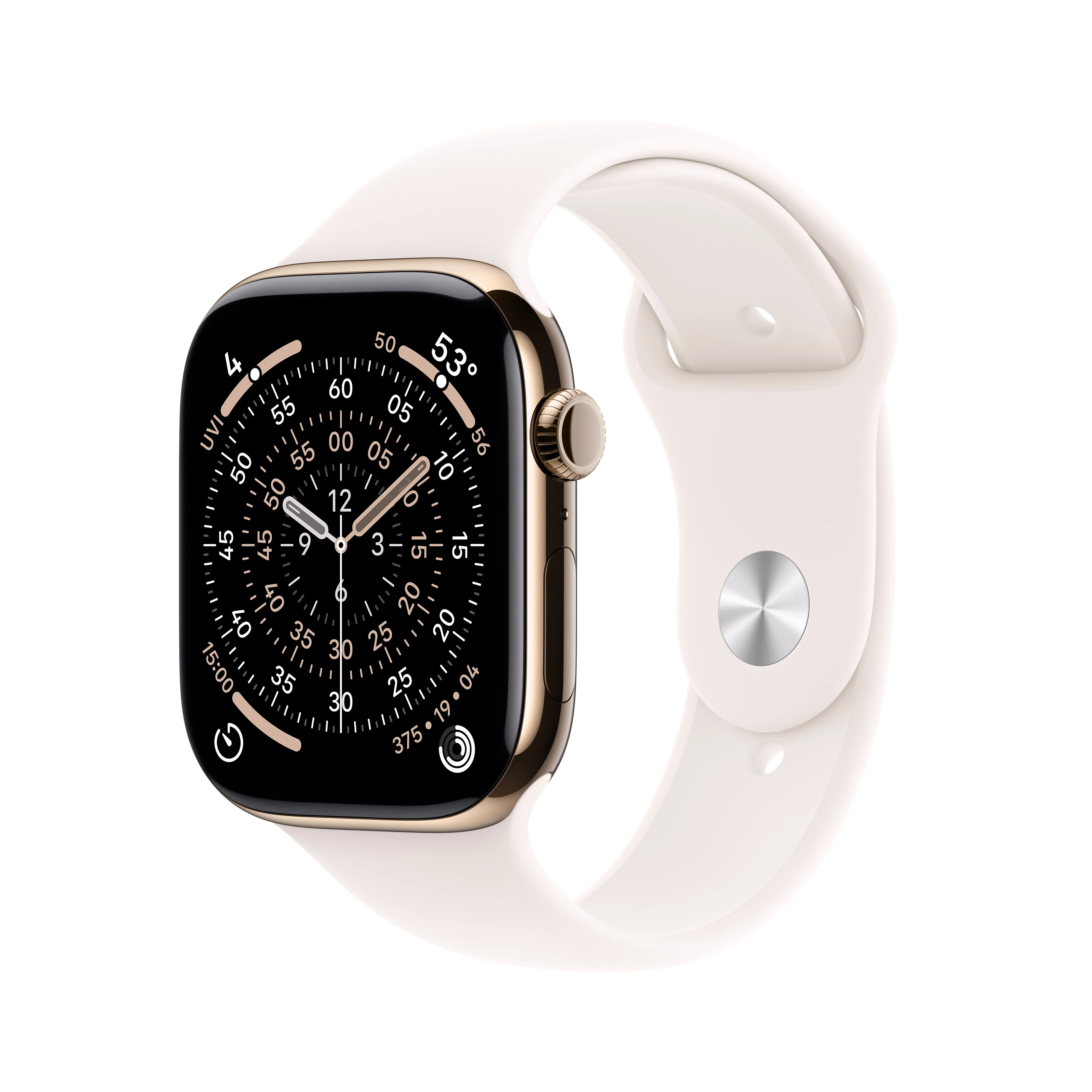 Apple Watch Series 11 GPS + Cellular 46mm Gold Titanium Case with Light Blush Sport Band - M/L