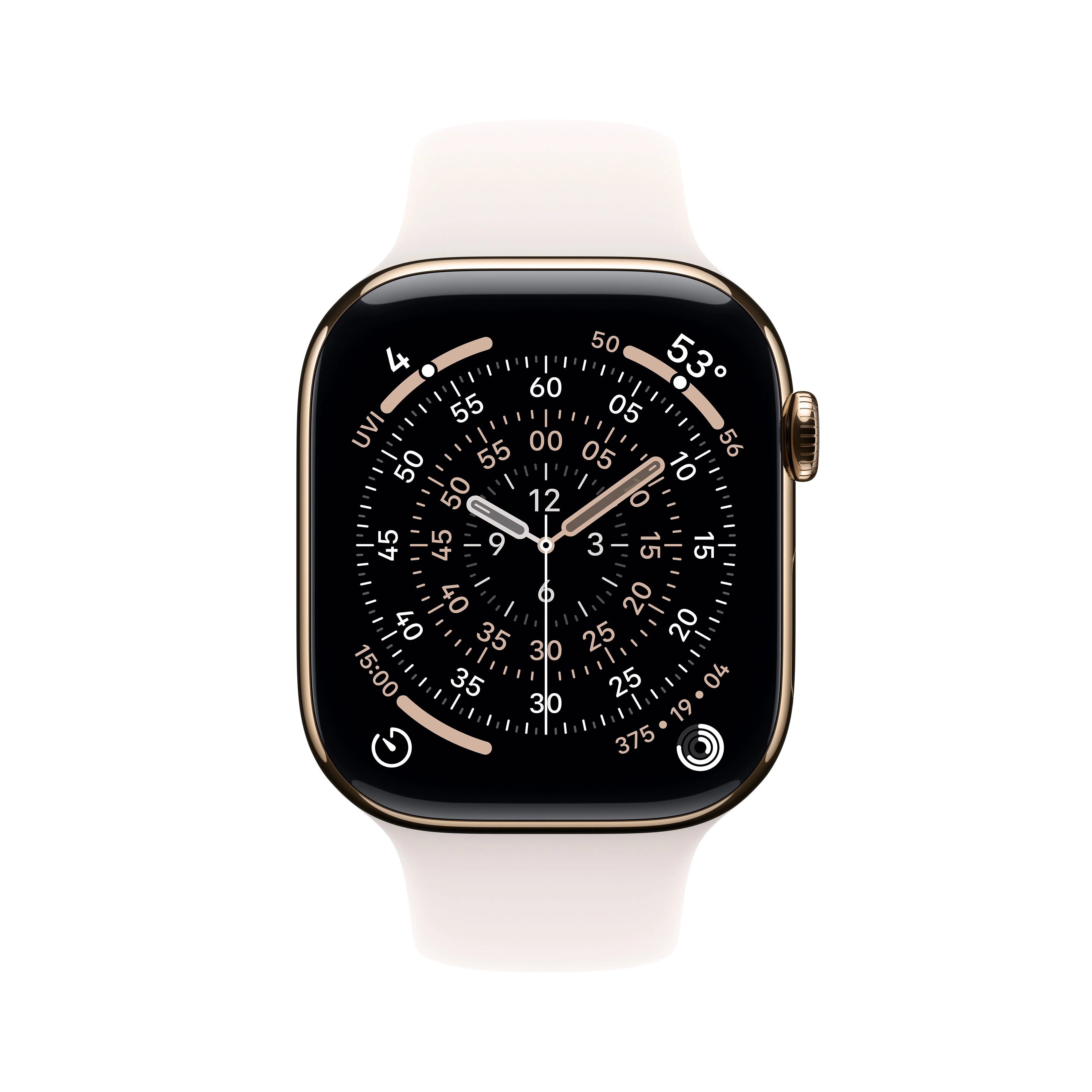 Apple Watch Series 11 GPS + Cellular 46mm Gold Titanium Case with Light Blush Sport Band - M/L - Image 2