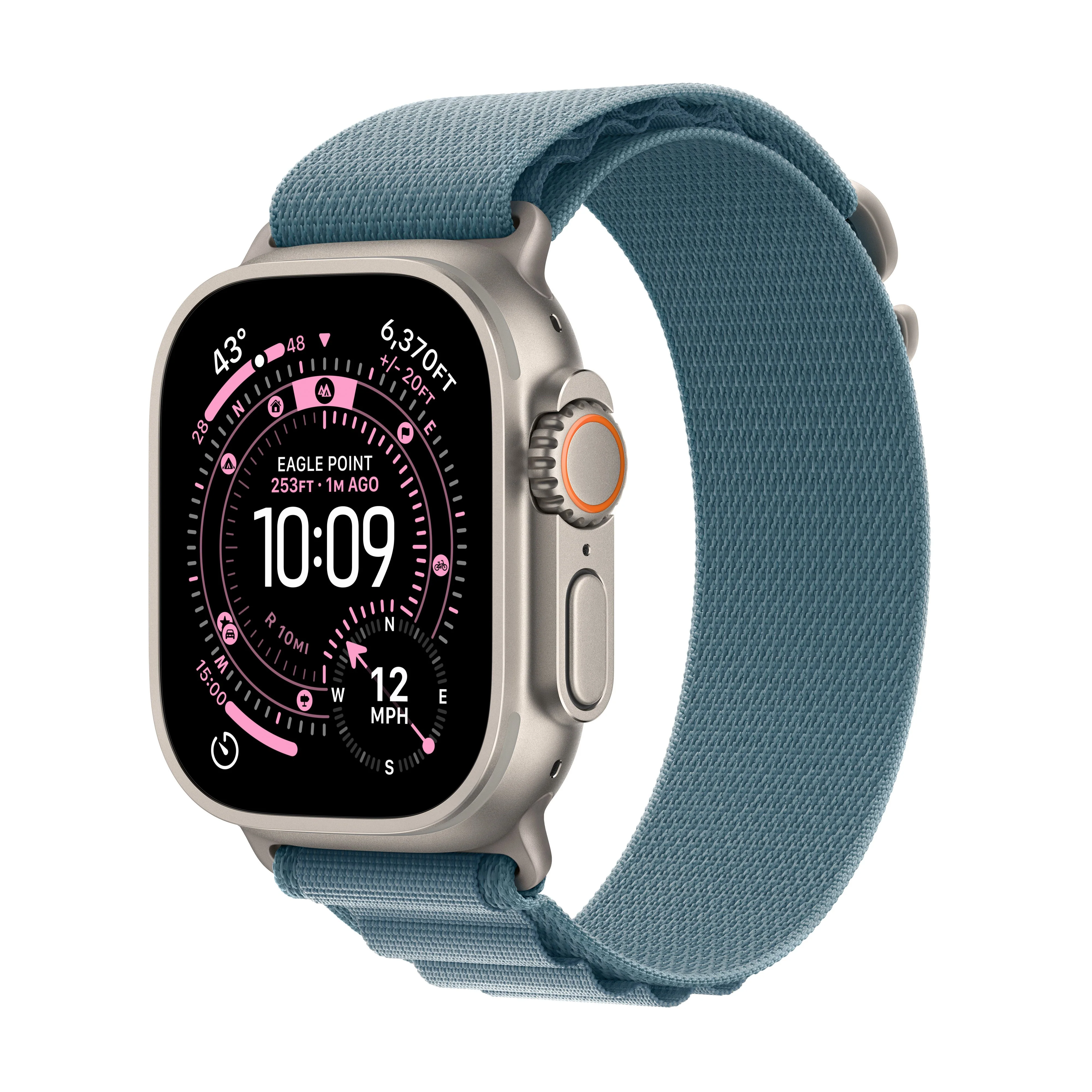 Apple Watch Ultra 3 GPS + Cellular 49mm Naturlig Titanium med Lyseblå Alpine Loop - Small