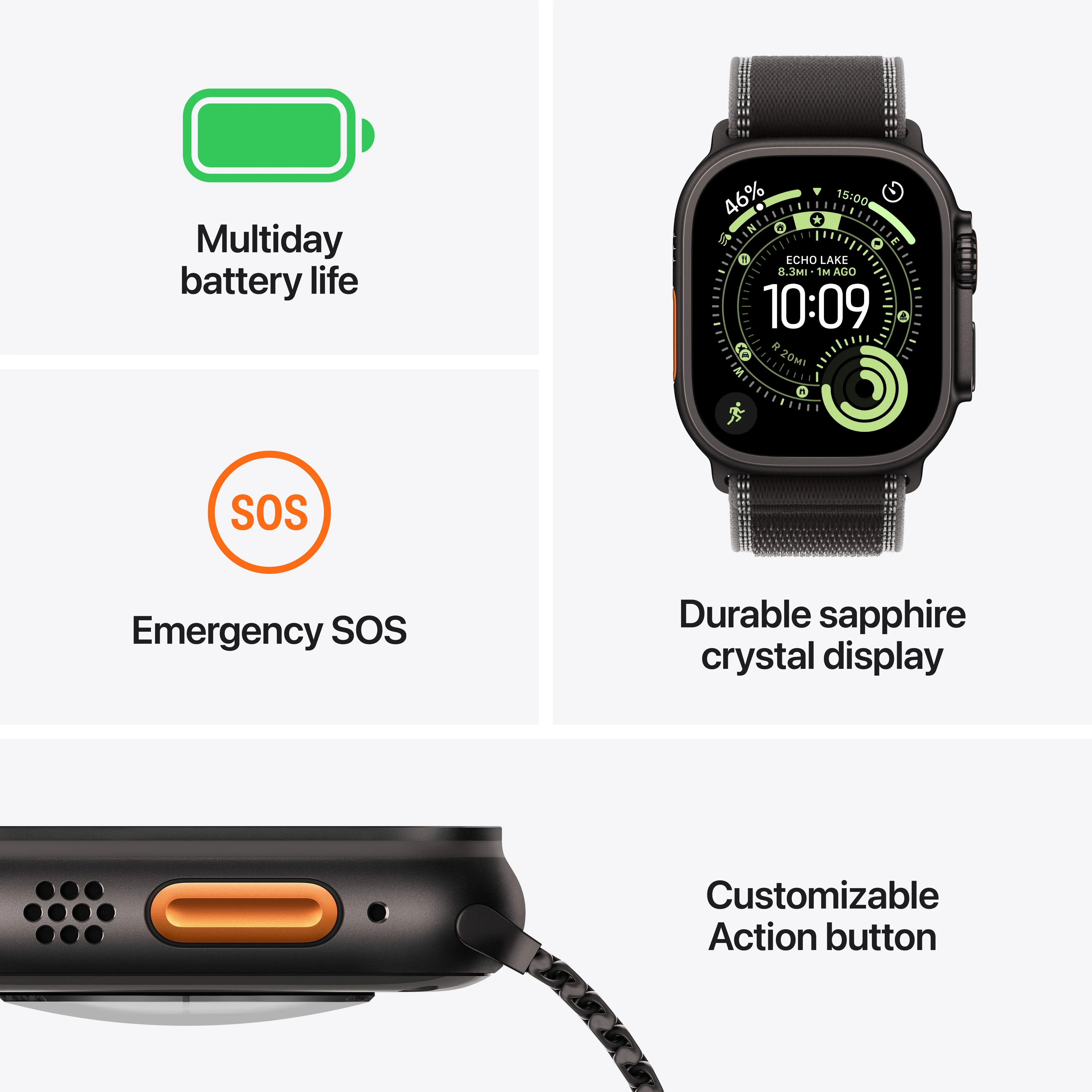 Apple Watch Ultra 3 GPS + Cellular 49mm Naturlig Titanium med Naturlig Titanium Milanese Loop - Small - Image 3