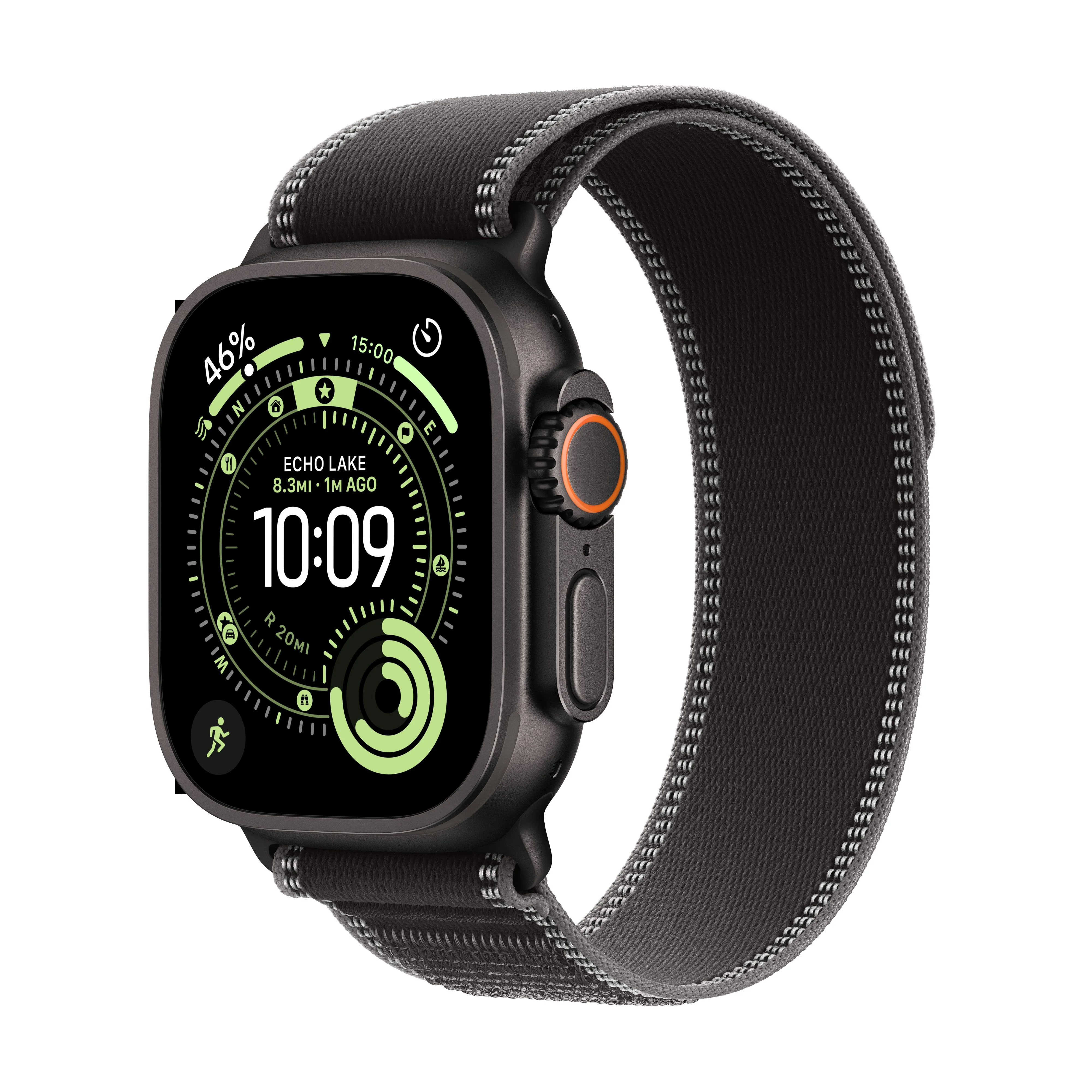 Apple Watch Ultra 3 GPS + Cellular 49mm Svart Titanium med Svart/Koksgrå Trail Loop - S/M