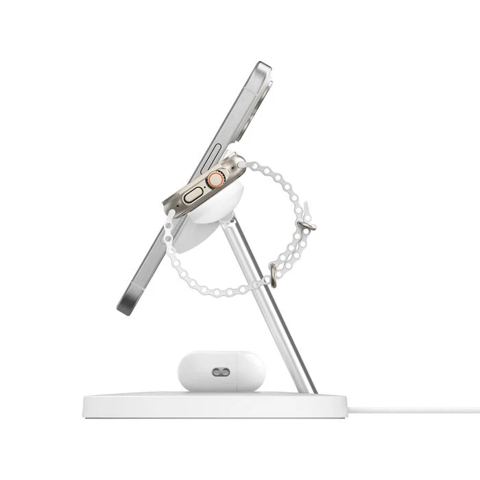 Belkin BoostCharge Pro 3-i-1 Qi2 Trådløst Ladestativ 15W - Hvit - Image 2