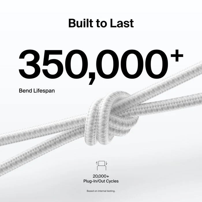 Belkin USB-C til USB-C 240W Flettet PCR Ladekabel 1m - Hvit - Image 3
