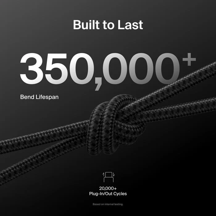 Belkin USB-C til USB-C 240W Flettet PCR Ladekabel 3m - Svart - Image 3