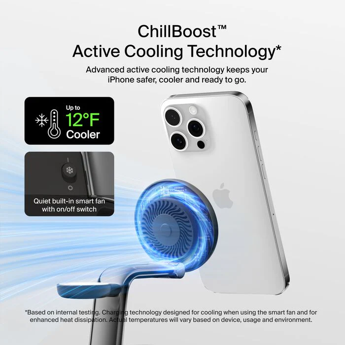 Belkin UltraCharge Pro 3-i-1 Qi2 Ladestativ - Kullsvart - Image 5