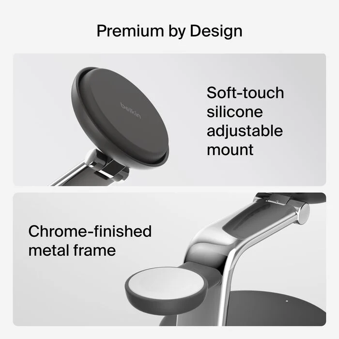 Belkin UltraCharge Pro 3-i-1 Qi2 Ladestativ - Kullsvart - Image 6