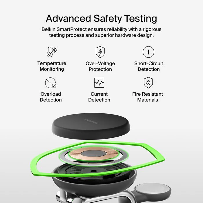 Belkin UltraCharge Pro 3-i-1 Qi2 Ladestativ - Kullsvart - Image 8