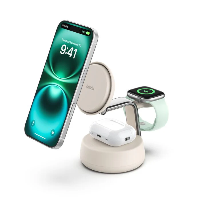 Belkin UltraCharge Pro 3-i-1 Qi2 Ladestativ - Sand - Image 10