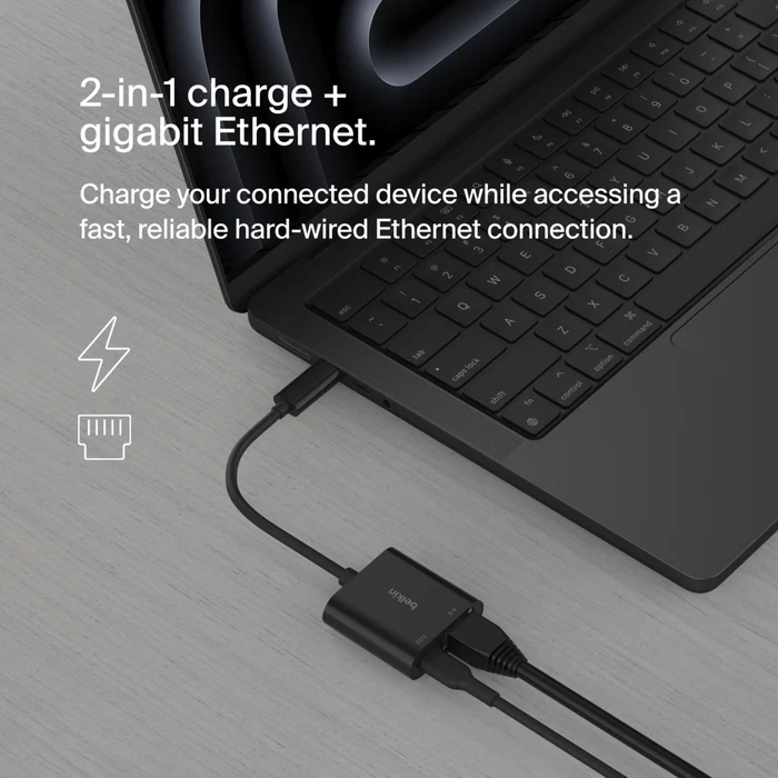 Belkin USB-C til Ethernet + Lading Adapter - Image 2