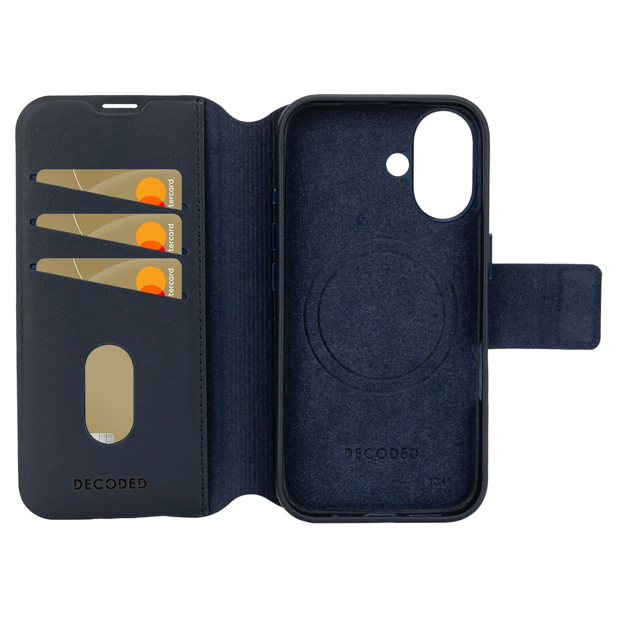 Decoded Lommebokdeksel i skinn med MagSafe til iPhone 16 - Navy - Image 3