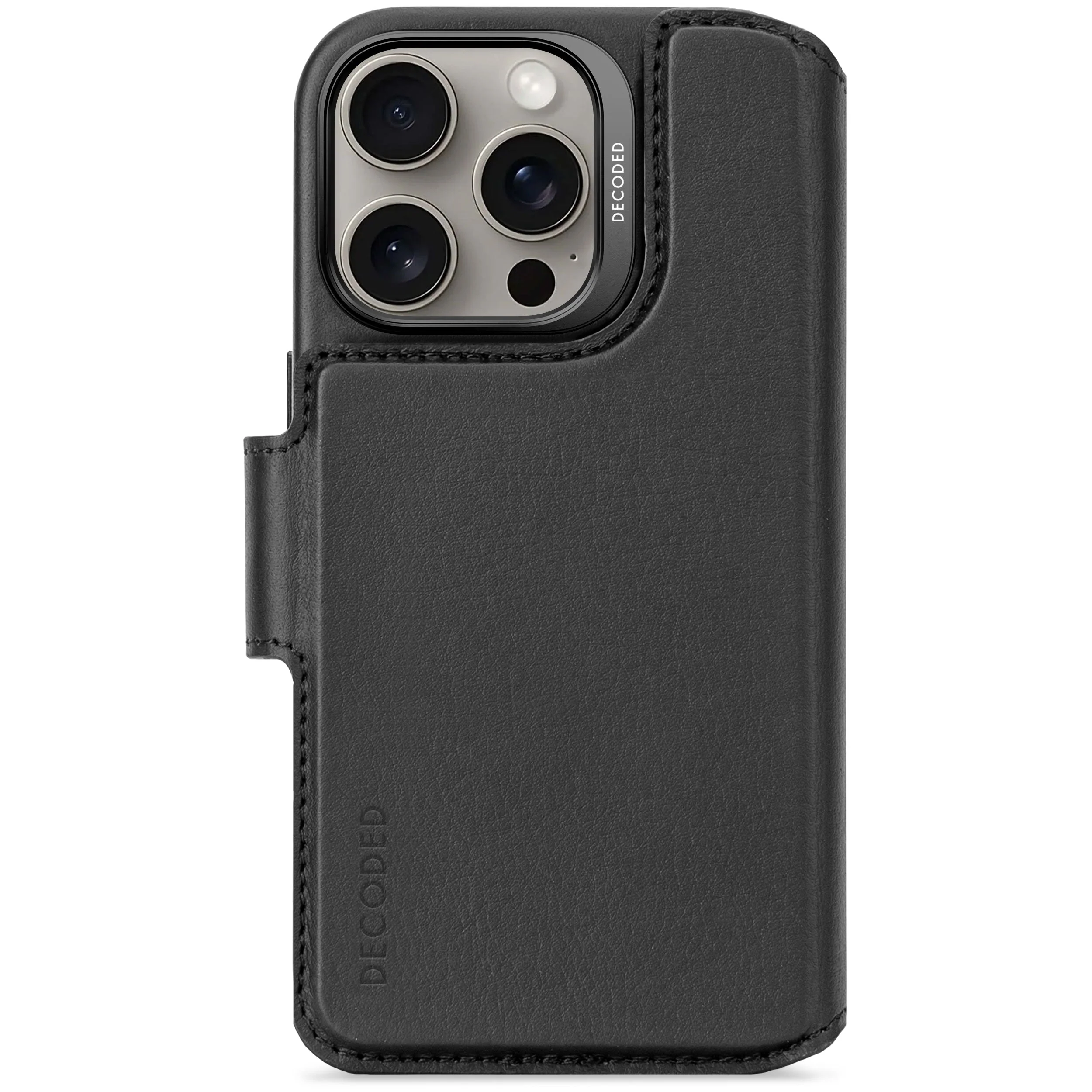 Decoded Lommebokdeksel i skinn med MagSafe til iPhone 16 Pro - Svart