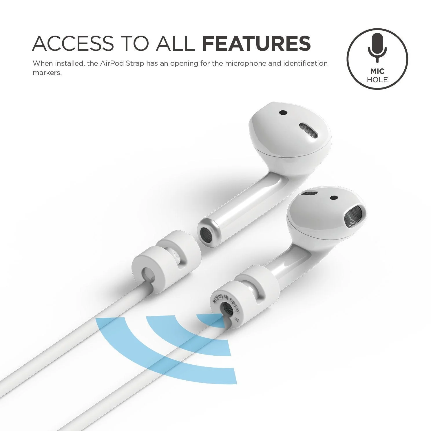 Elago Straps til AirPods (1. og 2. gen.) - Hvit - Image 3