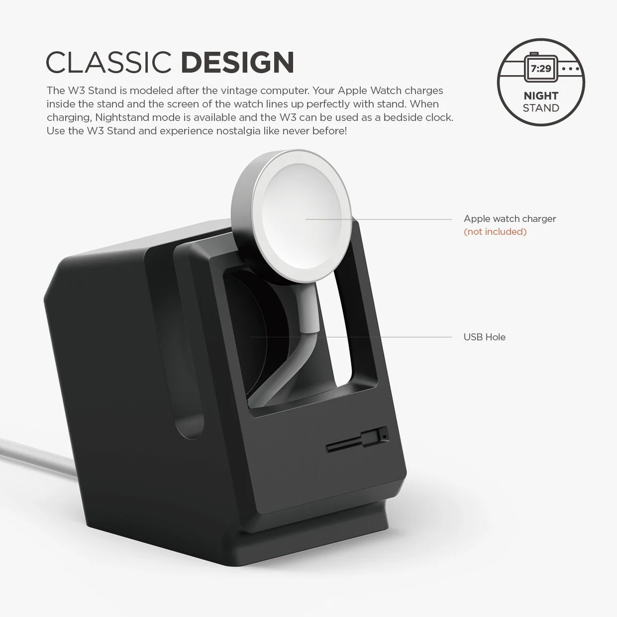 Elago W3 docking til Apple Watch - Svart - Image 3