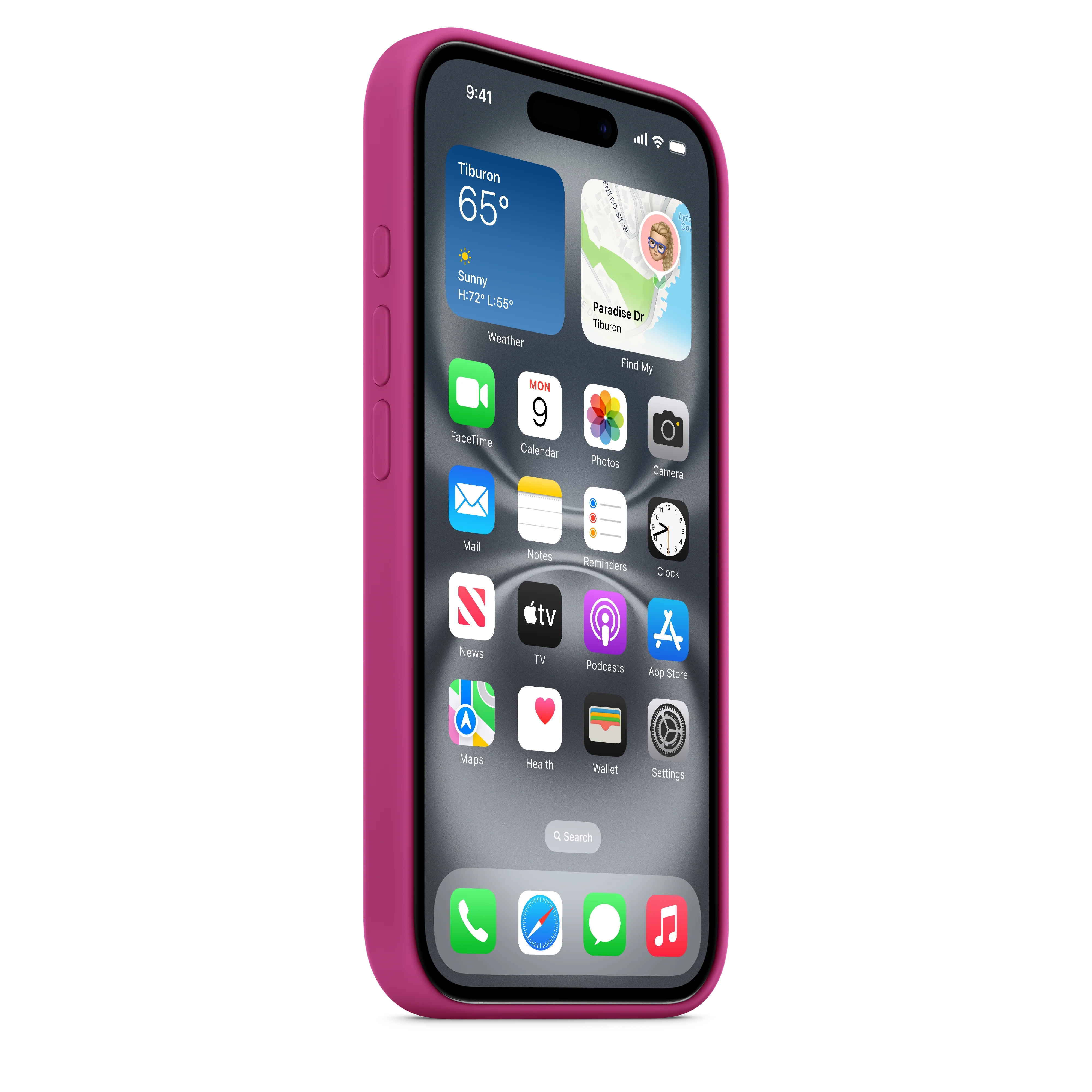 Apple Silikondeksel med MagSafe til iPhone 16 - Fuksia - Image 5