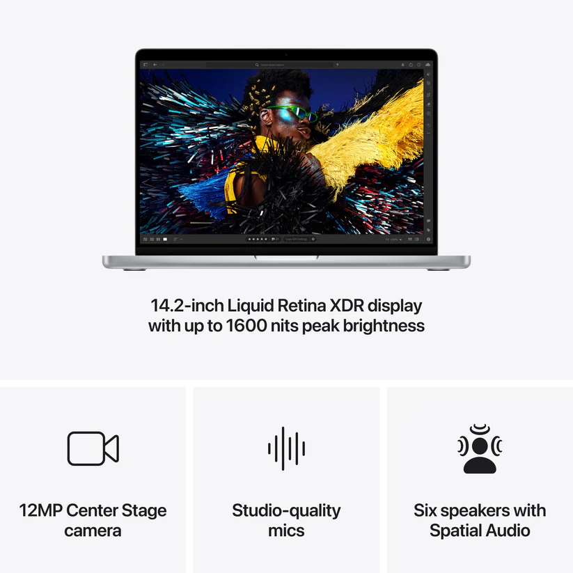 MacBook Pro 14-tommer M4 512GB SSD 16GB Minne med 96W lader og US tastatur - Sølv - Image 4