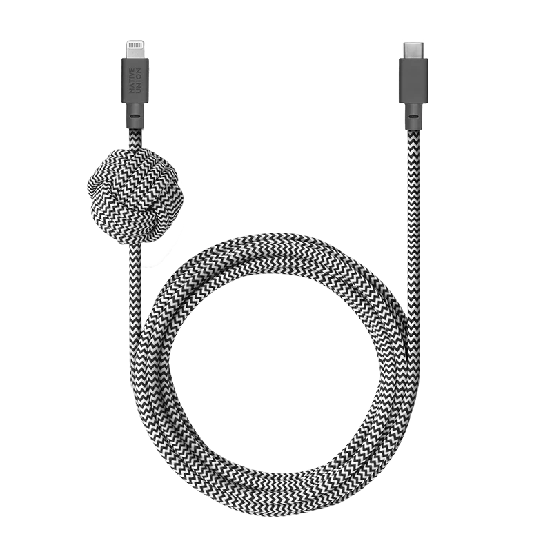 Native Union 3m USB-C til Lightning Night ladekabel - Zebrastripet