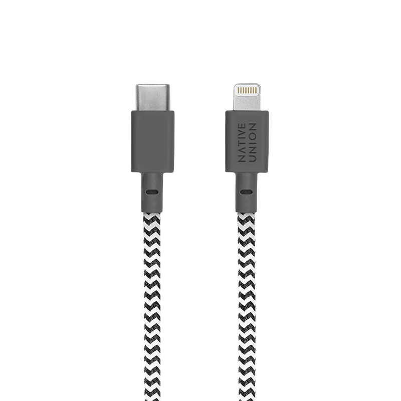 Native Union 3m USB-C til Lightning Night ladekabel - Zebrastripet - Image 2