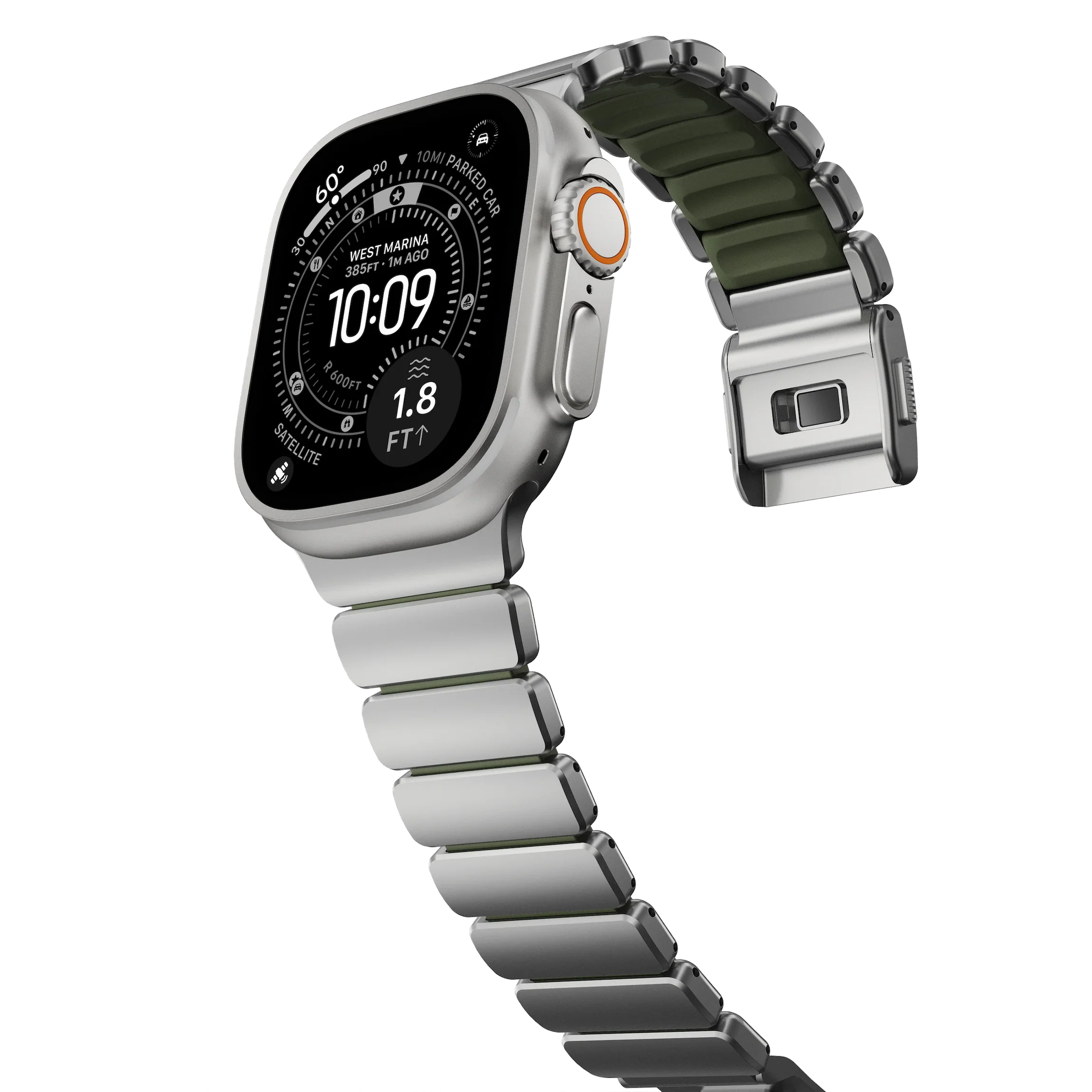 Nomad 49/46 mm Stratos Band Reim - Natural Titanium/Forest - Image 3