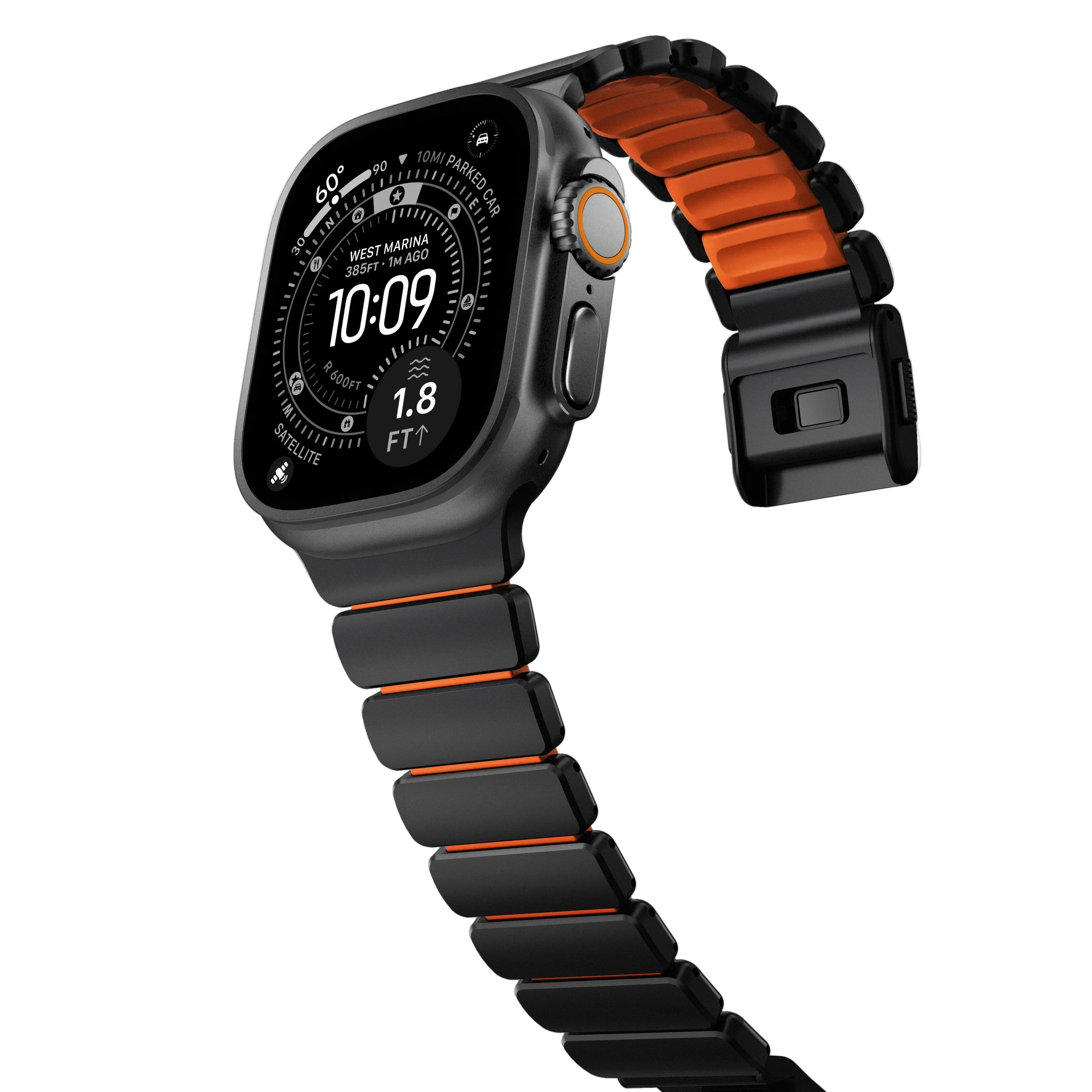 Nomad 49/46 mm Stratos Band Reim - Black Titanium/Ultra Orange - Image 3