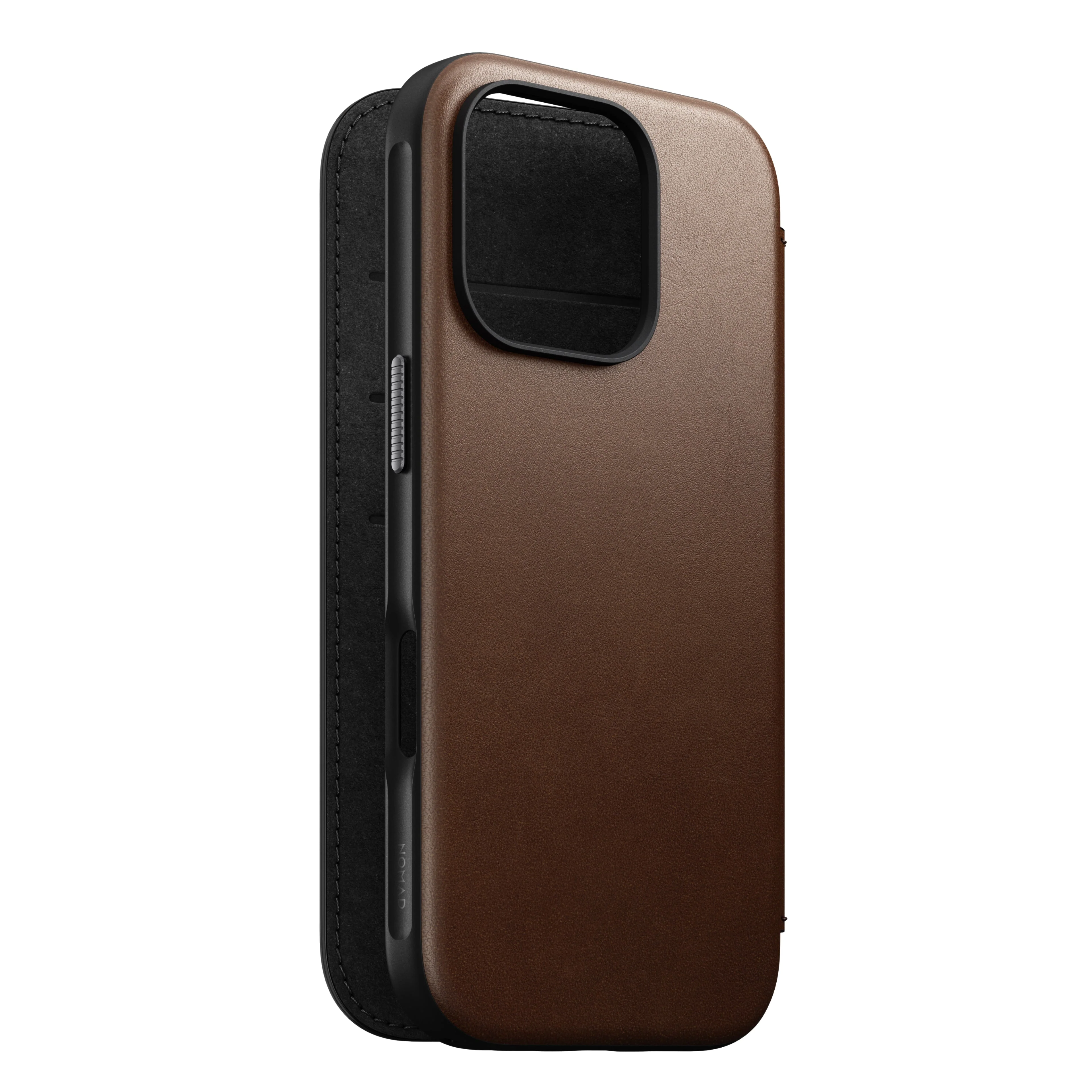 Nomad Lommebokdeksel i skinn med MagSafe til iPhone 16 Pro - Brun - Image 4