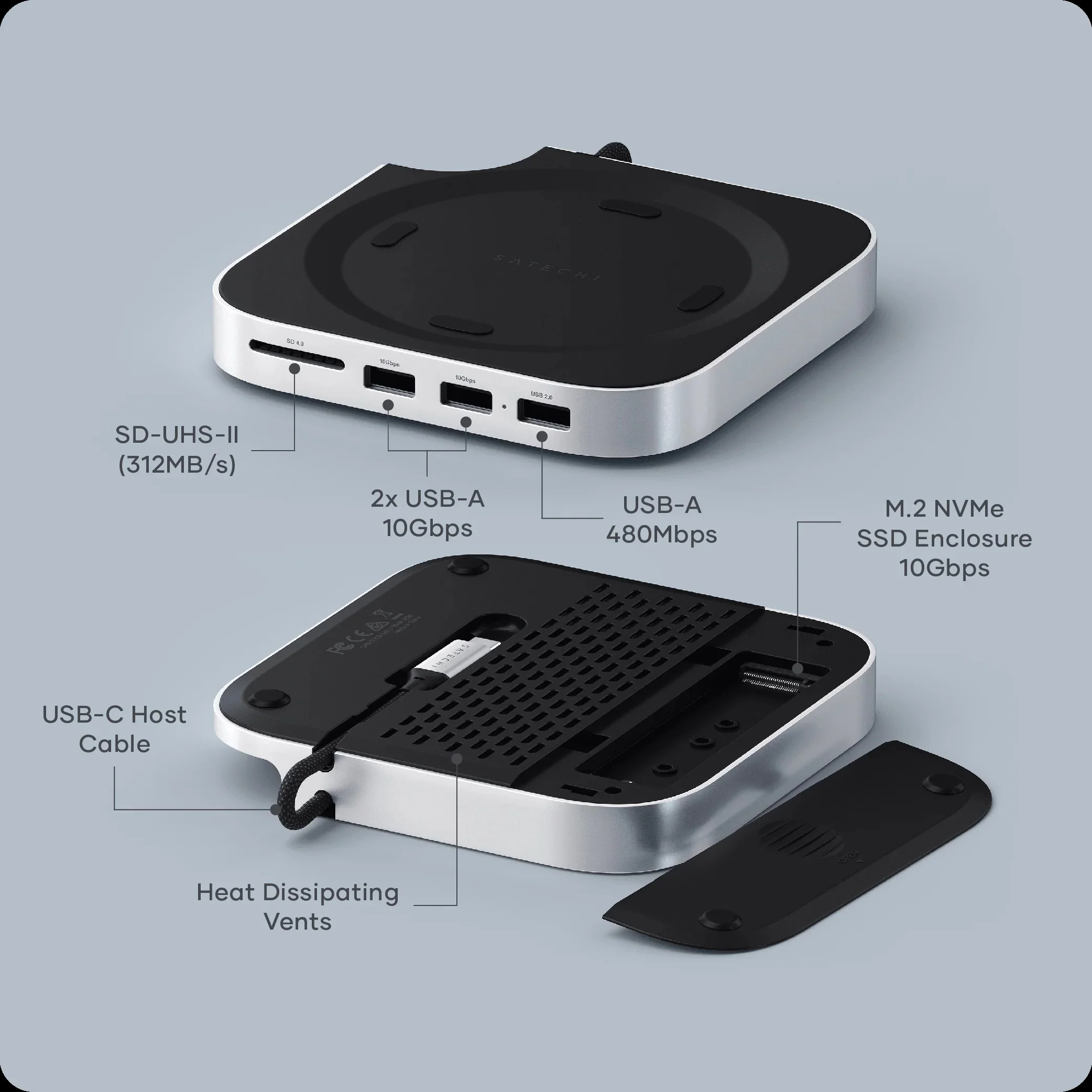 Satechi Mac mini M4 Stand Hub med SSD-kabinett - Image 2