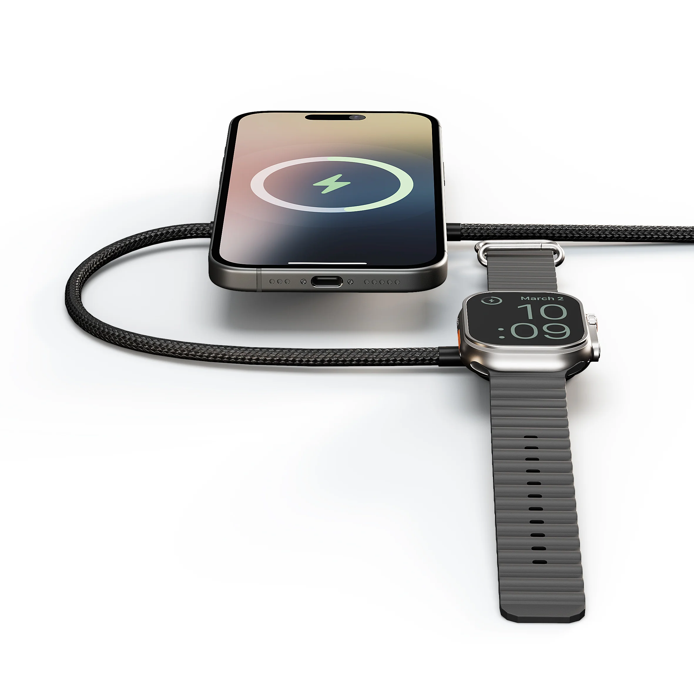 Zens USB-C Ladekabel Pro 2 med Apple Watch-lading - Svart - Image 2